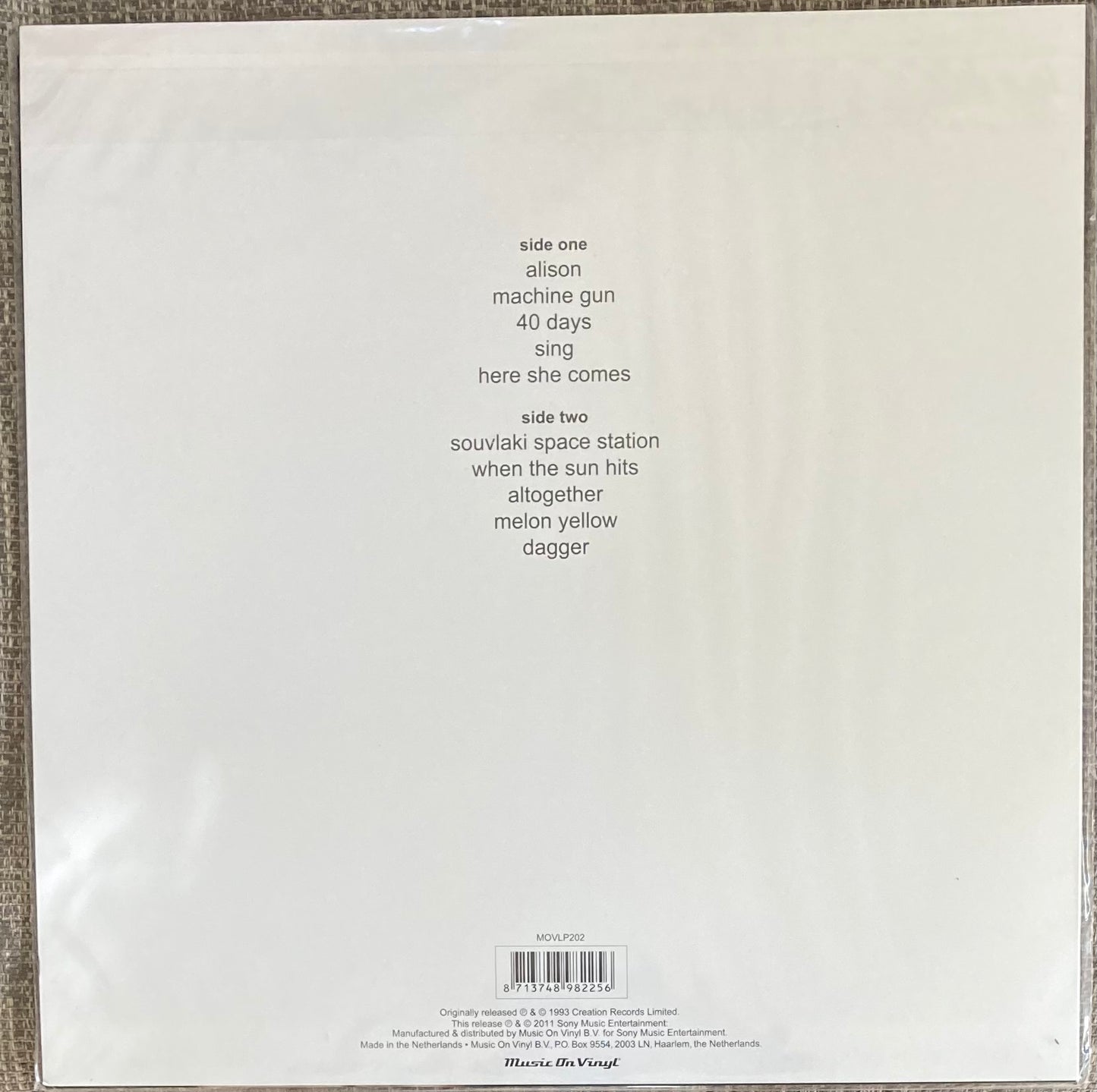 The back of ‘Slowdive - Souvlaki’ on vinyl
