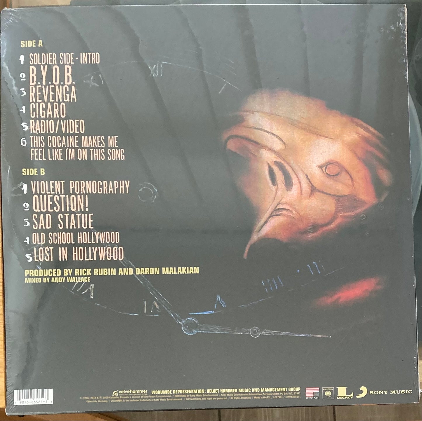 The back of ‘System of a Down - Mezmerize Vinyl LP’