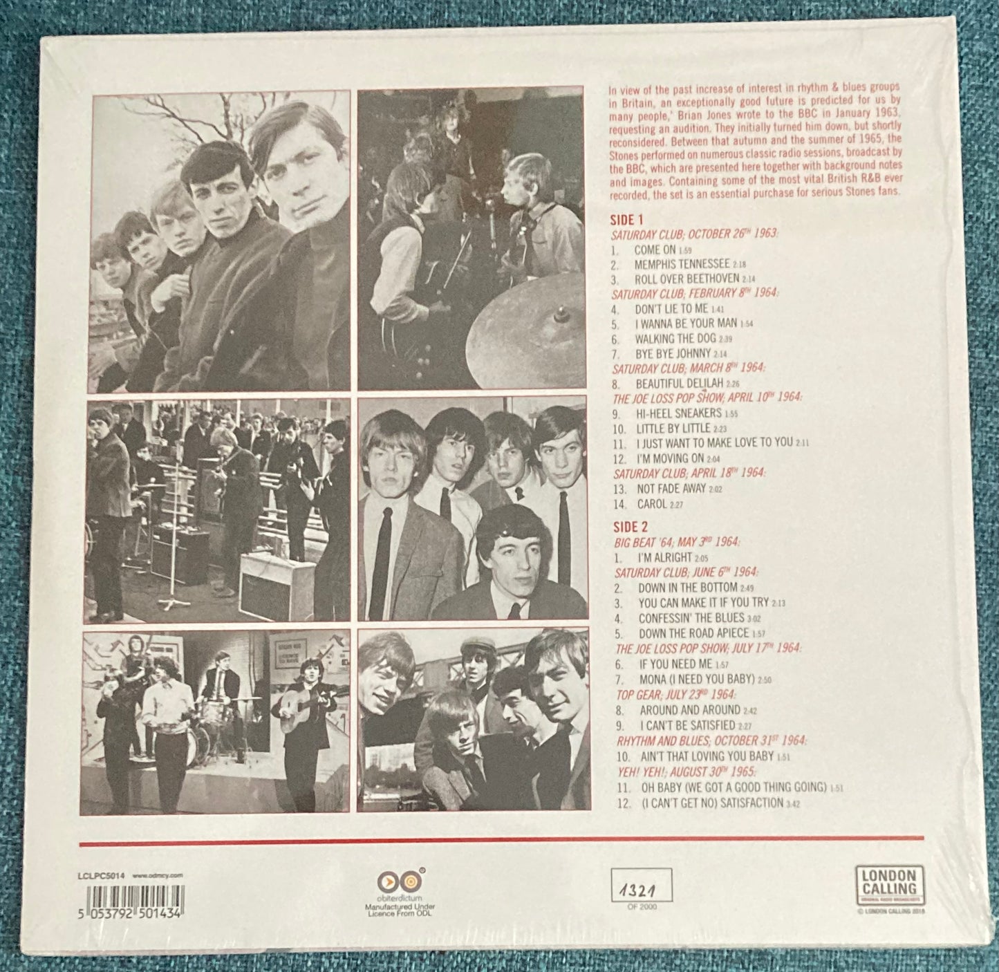 The back of 'The Rolling Stones - British Radio Broadcasts 1963-1965' on vinyl