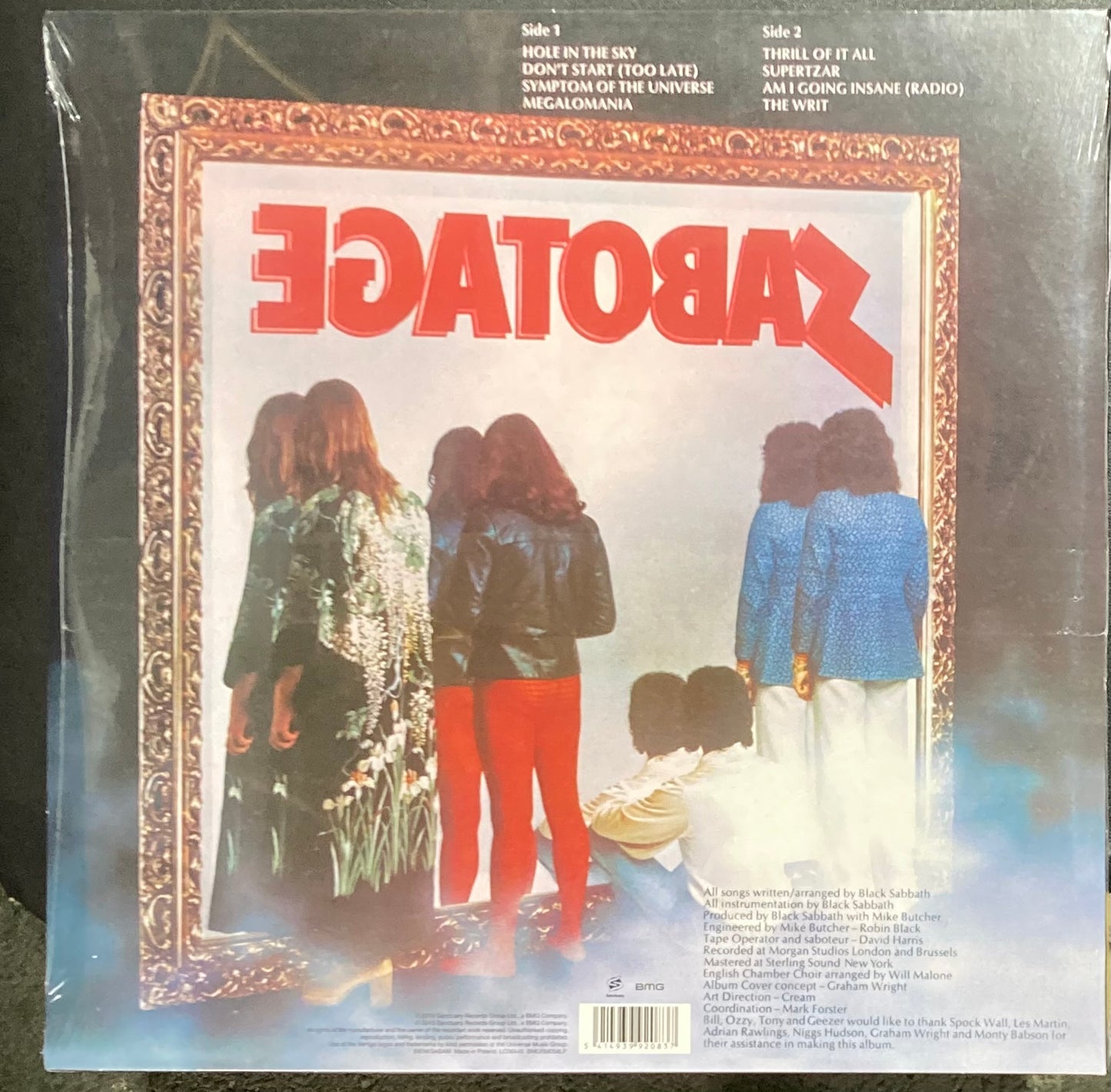 The back of 'Black Sabbath - Sabotage' on vinyl