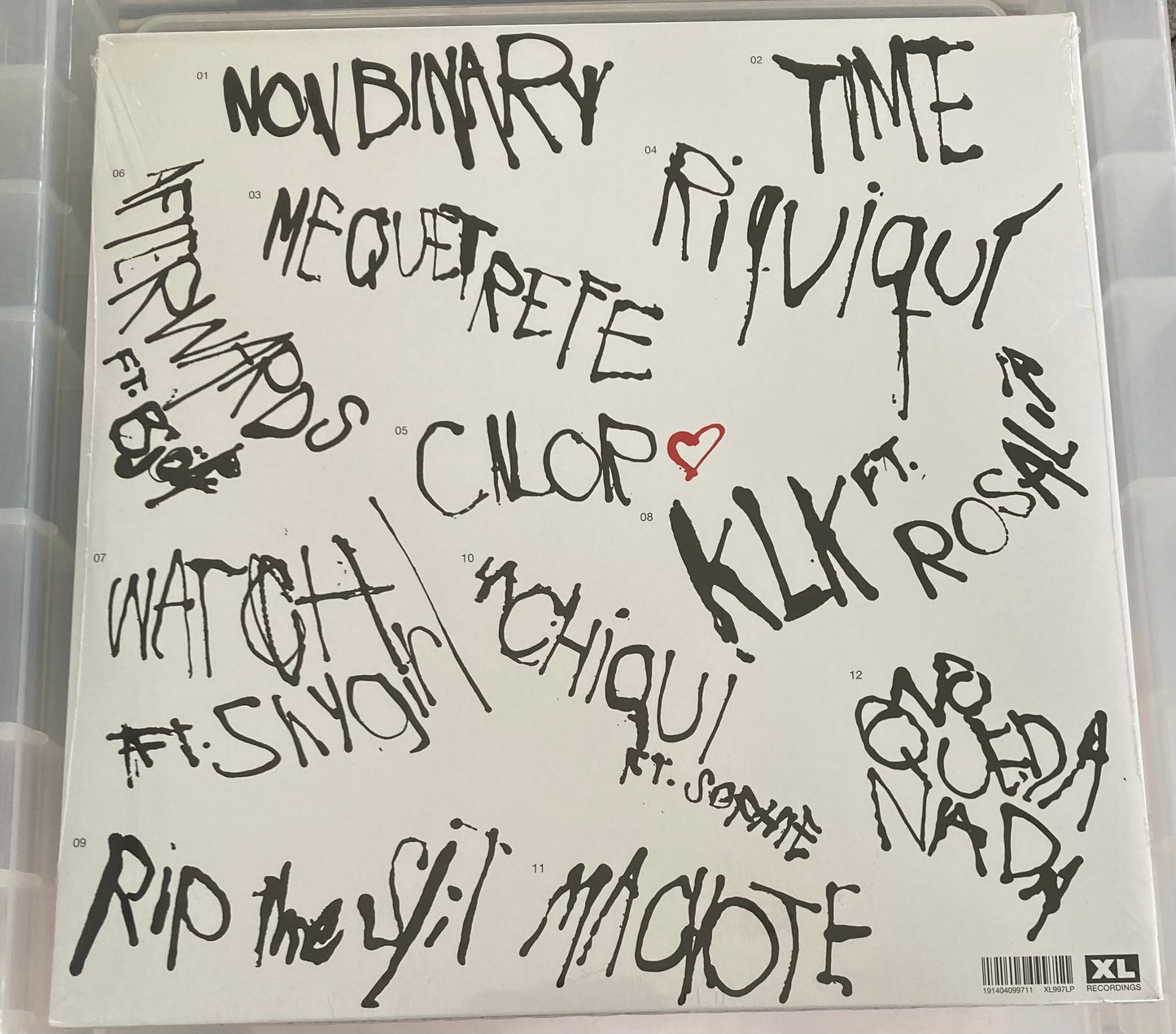 The back of 'Arca - Kick I' on vinyl