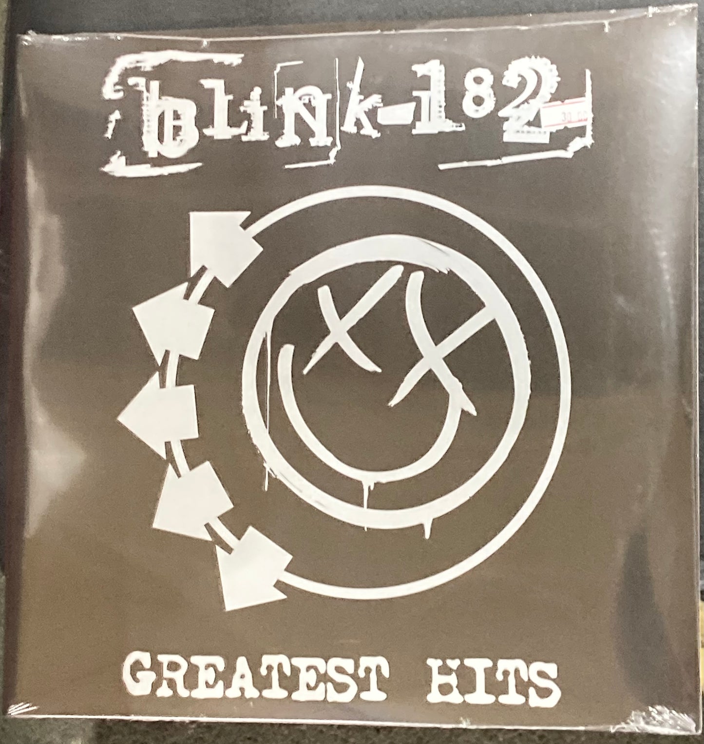 The front of 'Blink 182 - Greatest Hits' on vinyl