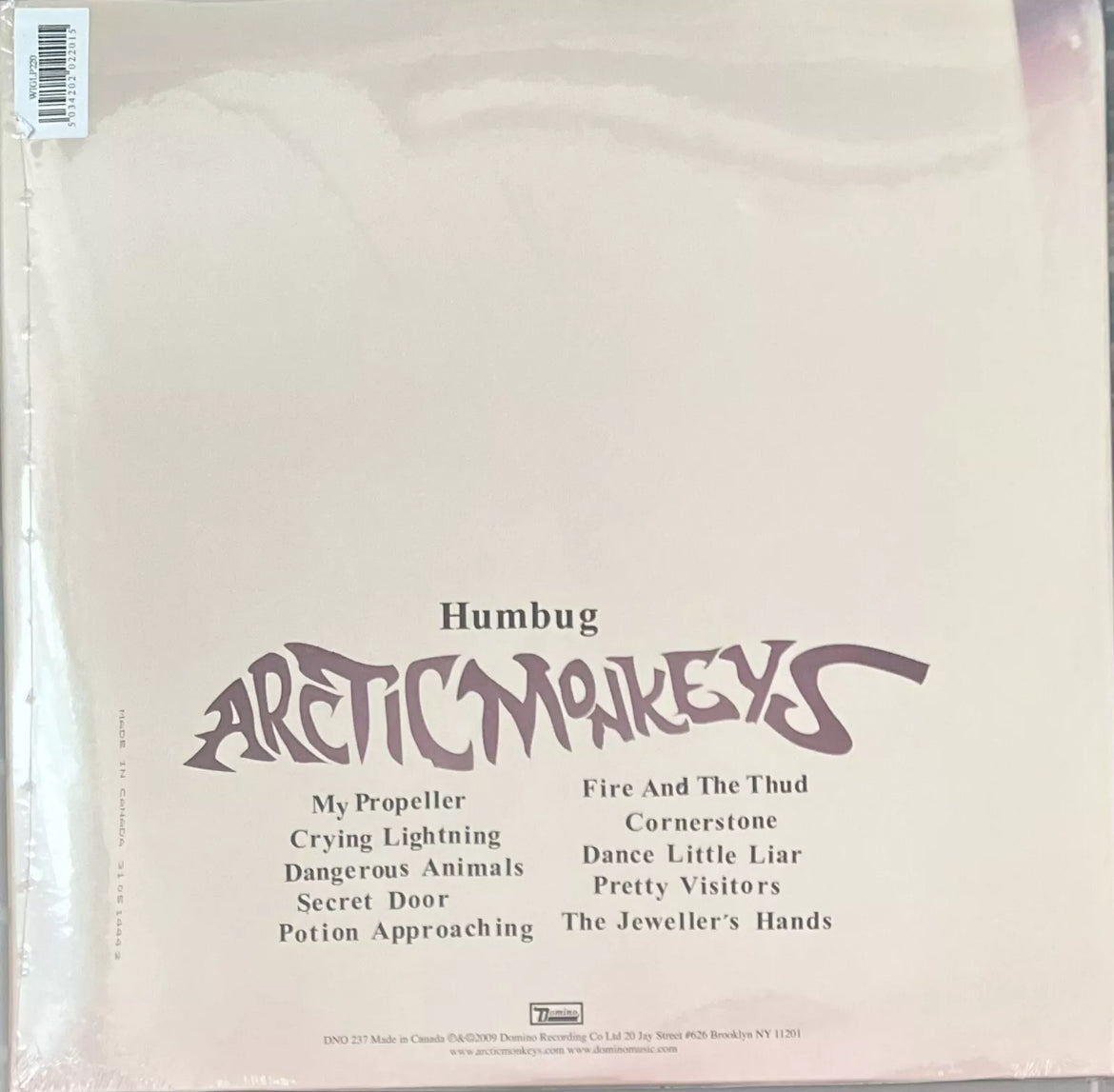 The back of 'Arctic Monkeys Humbug' on vinyl
