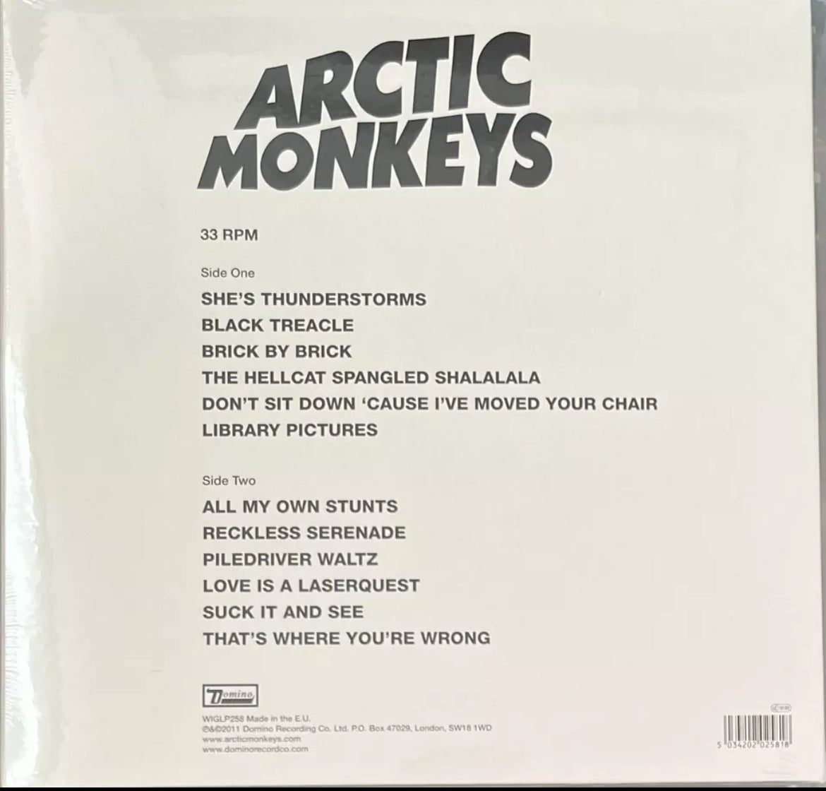 The back of 'Arctic Monkeys Suck it and See' on vinyl