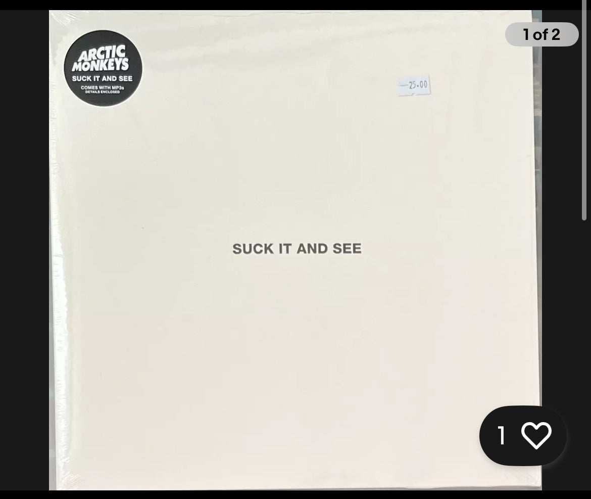 The front of 'Arctic Monkeys Suck it and See' on vinyl