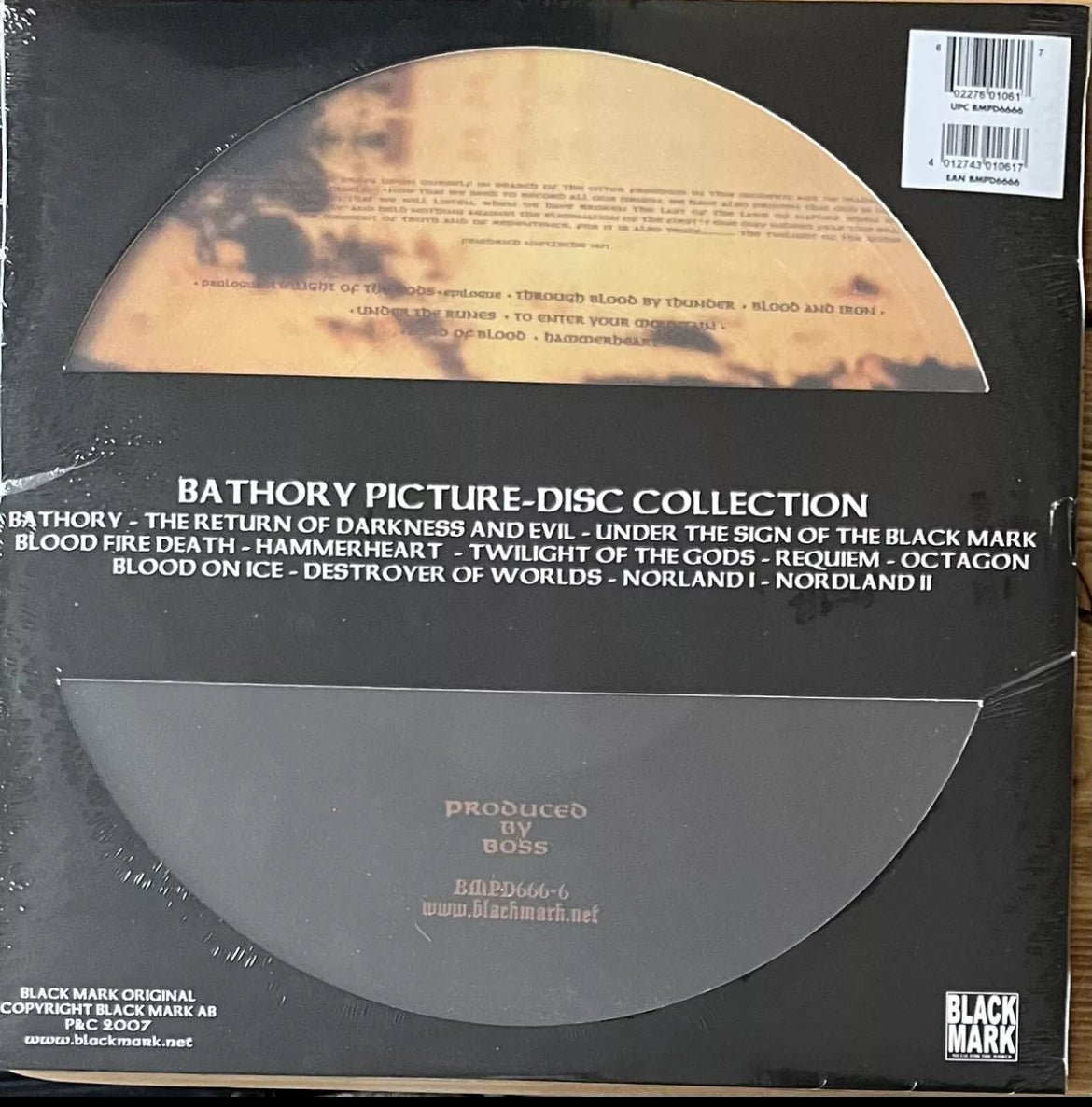The back of 'Bathory Twilight of the Gods' on vinyl