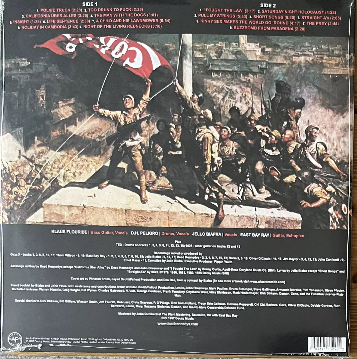 The back of 'Dead Kennedys Give Me Convenience or Give Me Death' on vinyl