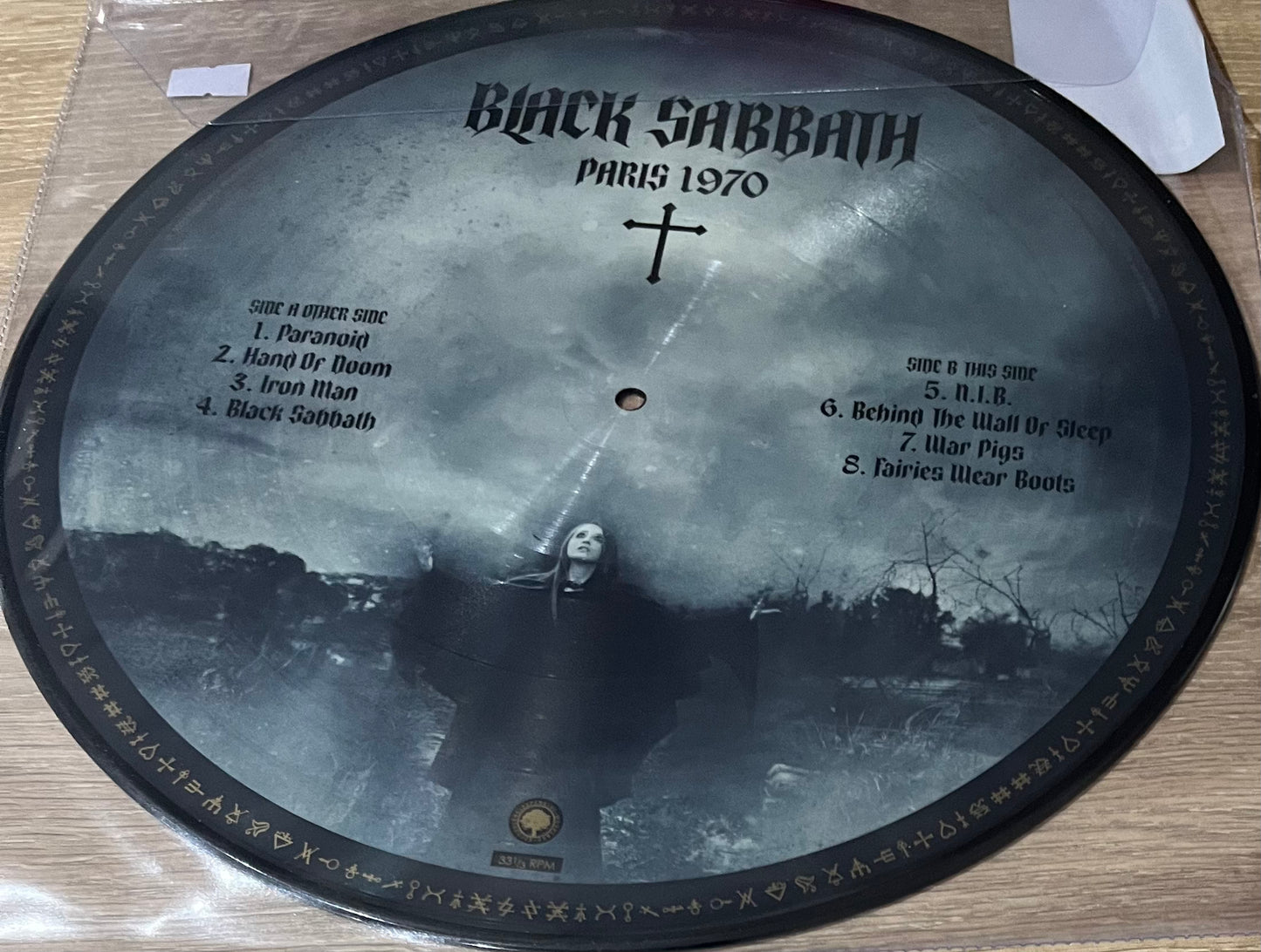 The back of 'Black Sabbath Paris 1970' on vinyl