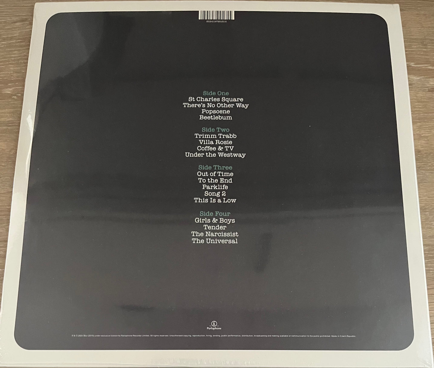 The back of 'Blur Live At Wembley Stadium' on vinyl