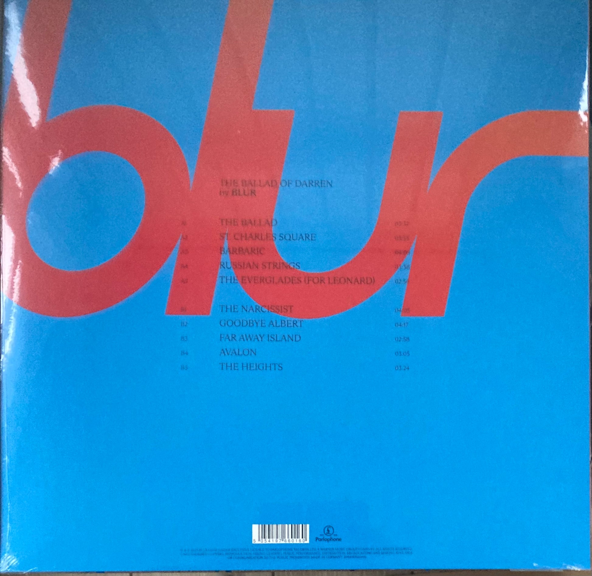 The back of 'Blur the Ballad of Darren' on vinyl