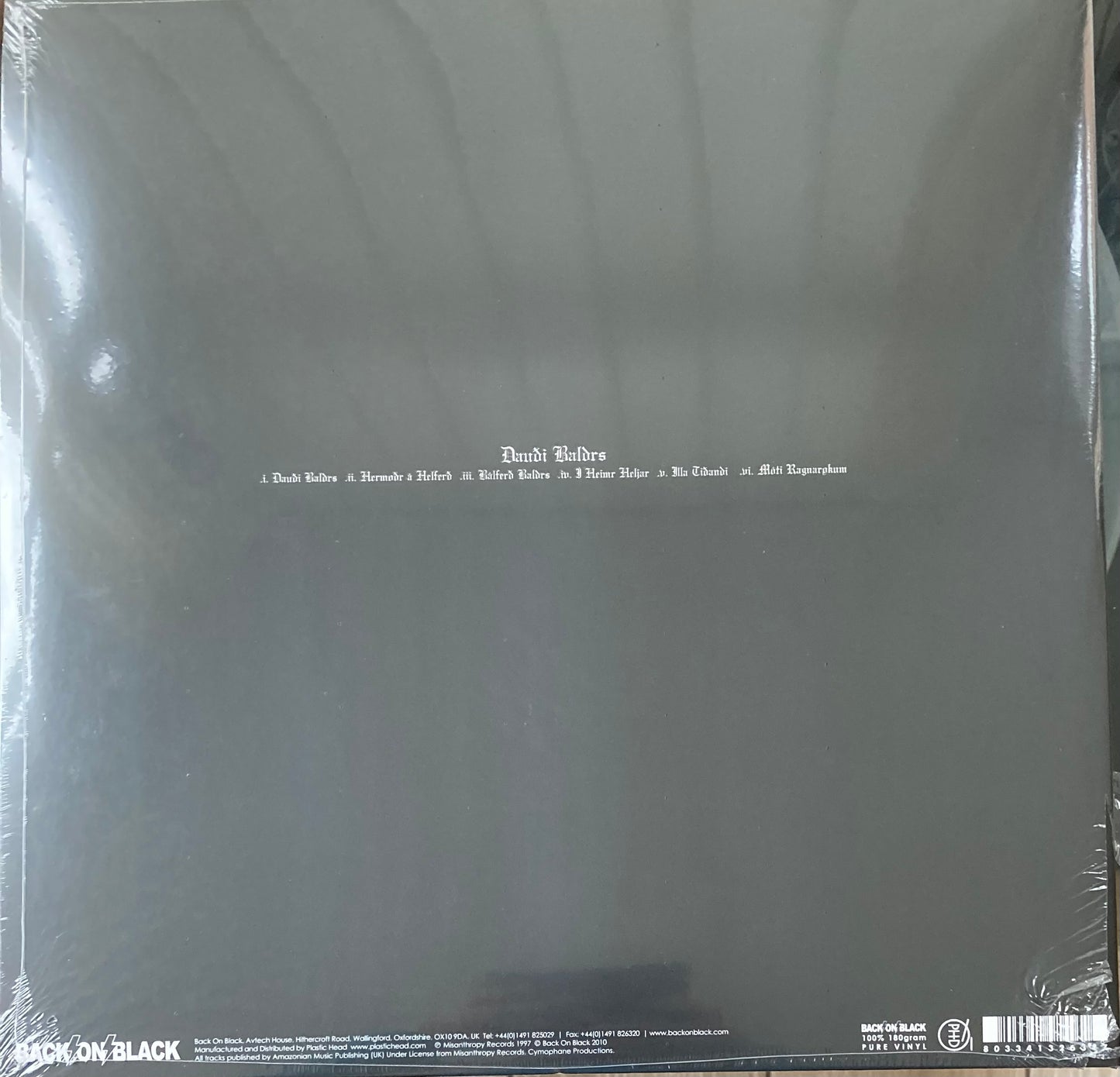 The back of 'Burzum Self-titled album' on vinyl