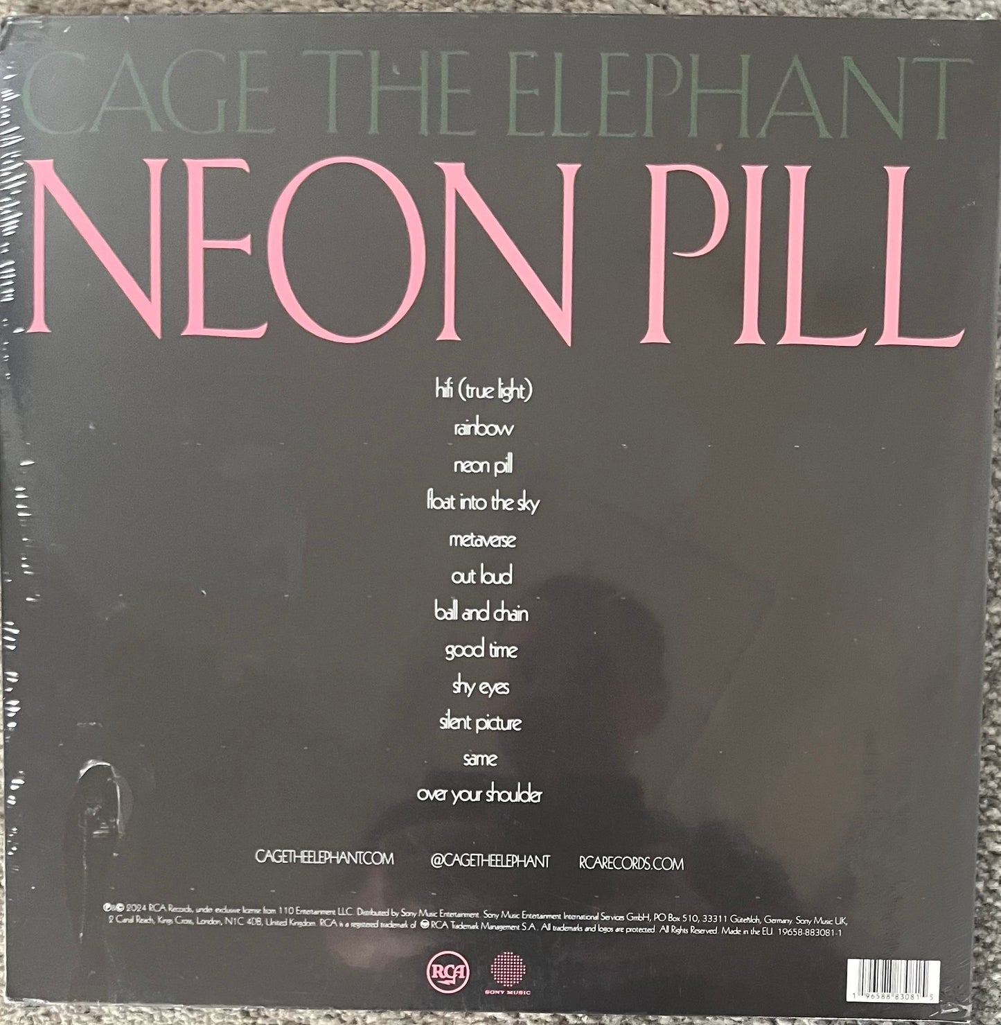 The back of 'Cage the Elephant - Neon Pill' on vinyl