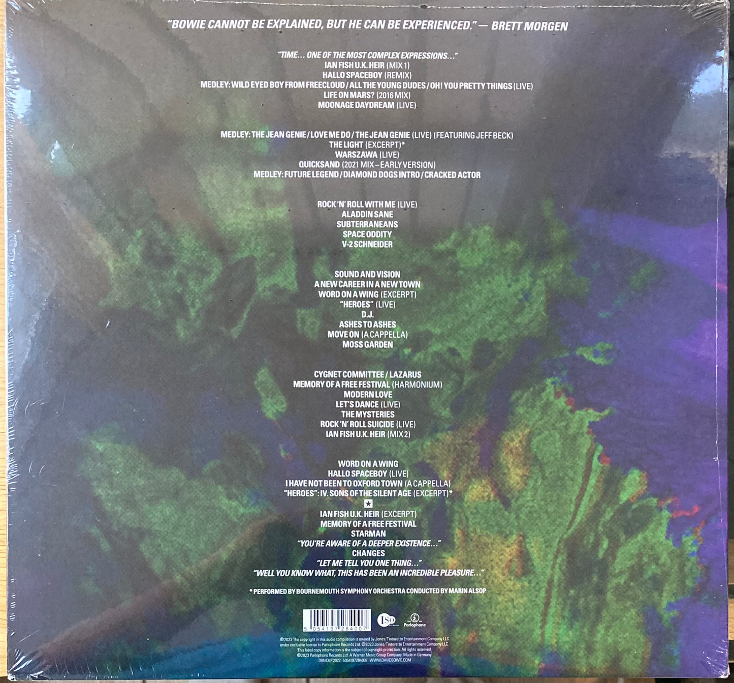 The back of 'David Bowie - Moonage Daydream' on vinyl