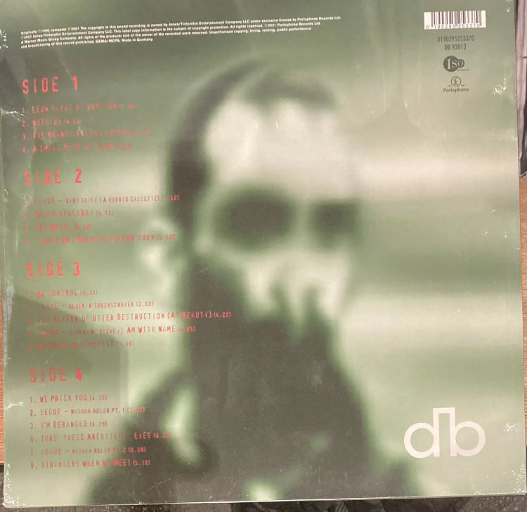 The back of 'David Bowie Outside' on vinyl