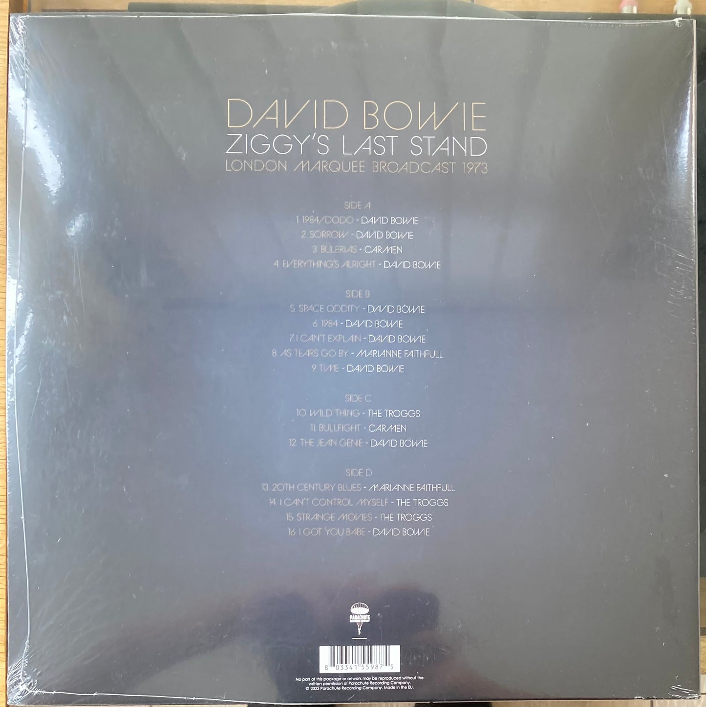 The back of 'David Bowie Ziggy’s Last Stand' on vinyl
