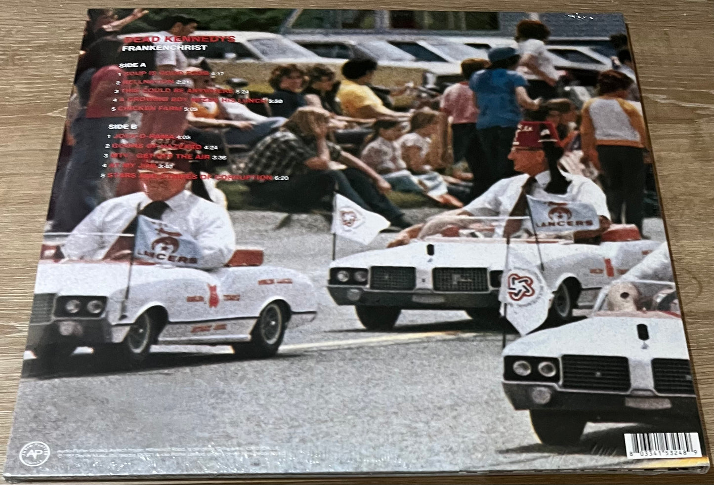 The back of 'Dead Kennedys Frankenchrist' on vinyl