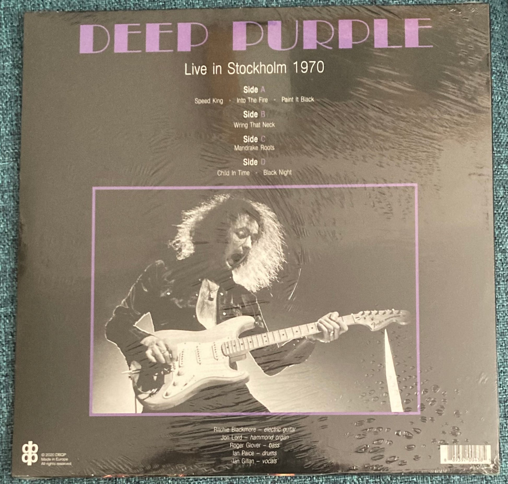 The back of 'Deep Purple Live in Stockholm 1970' on vinyl
