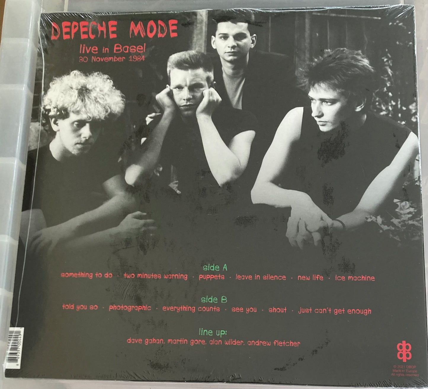 The back of 'Depeche Mode Live in Basel 30 November 1984' on vinyl