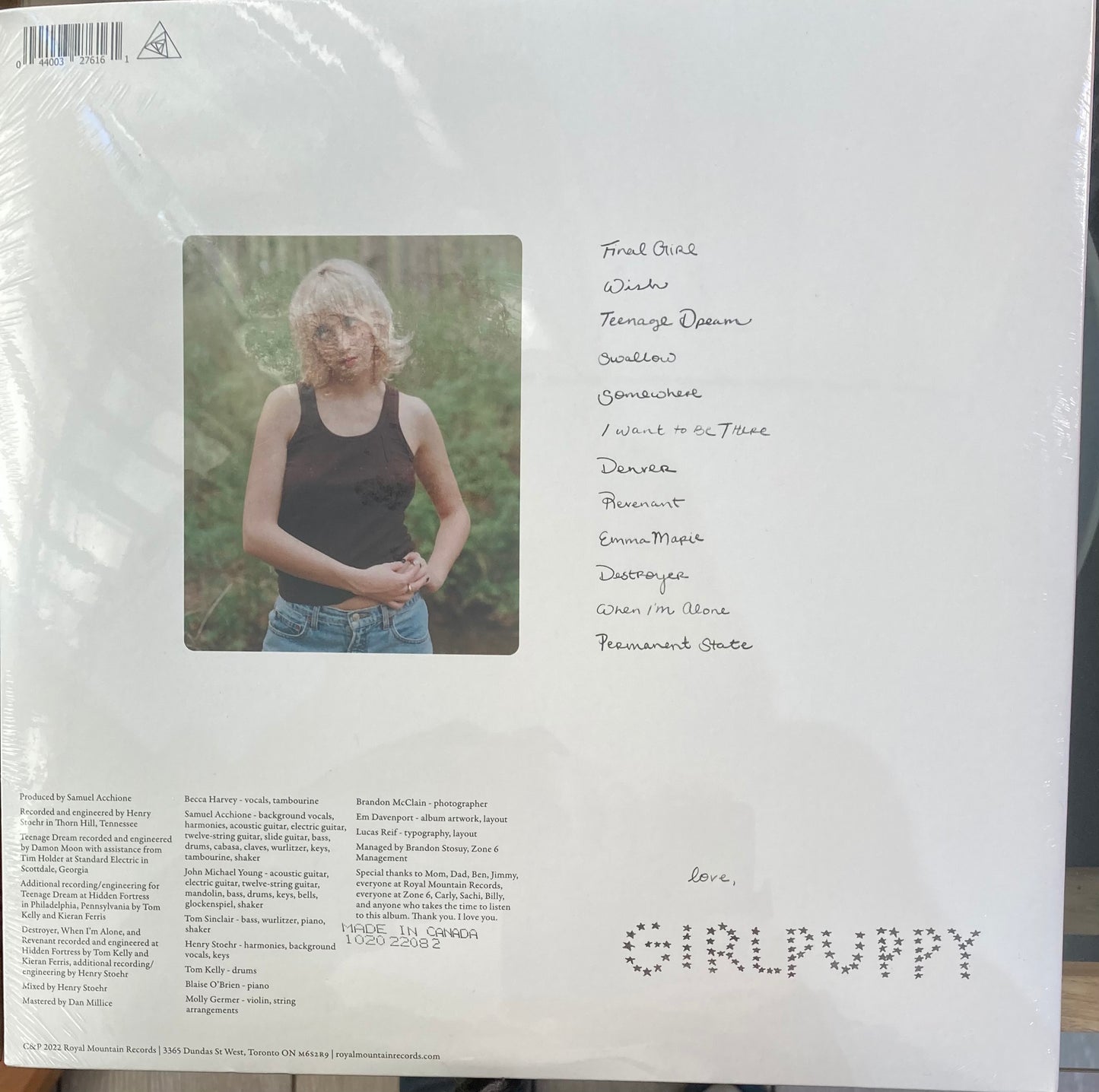 The back of 'Girlpuppy When I’m Alone' on vinyl