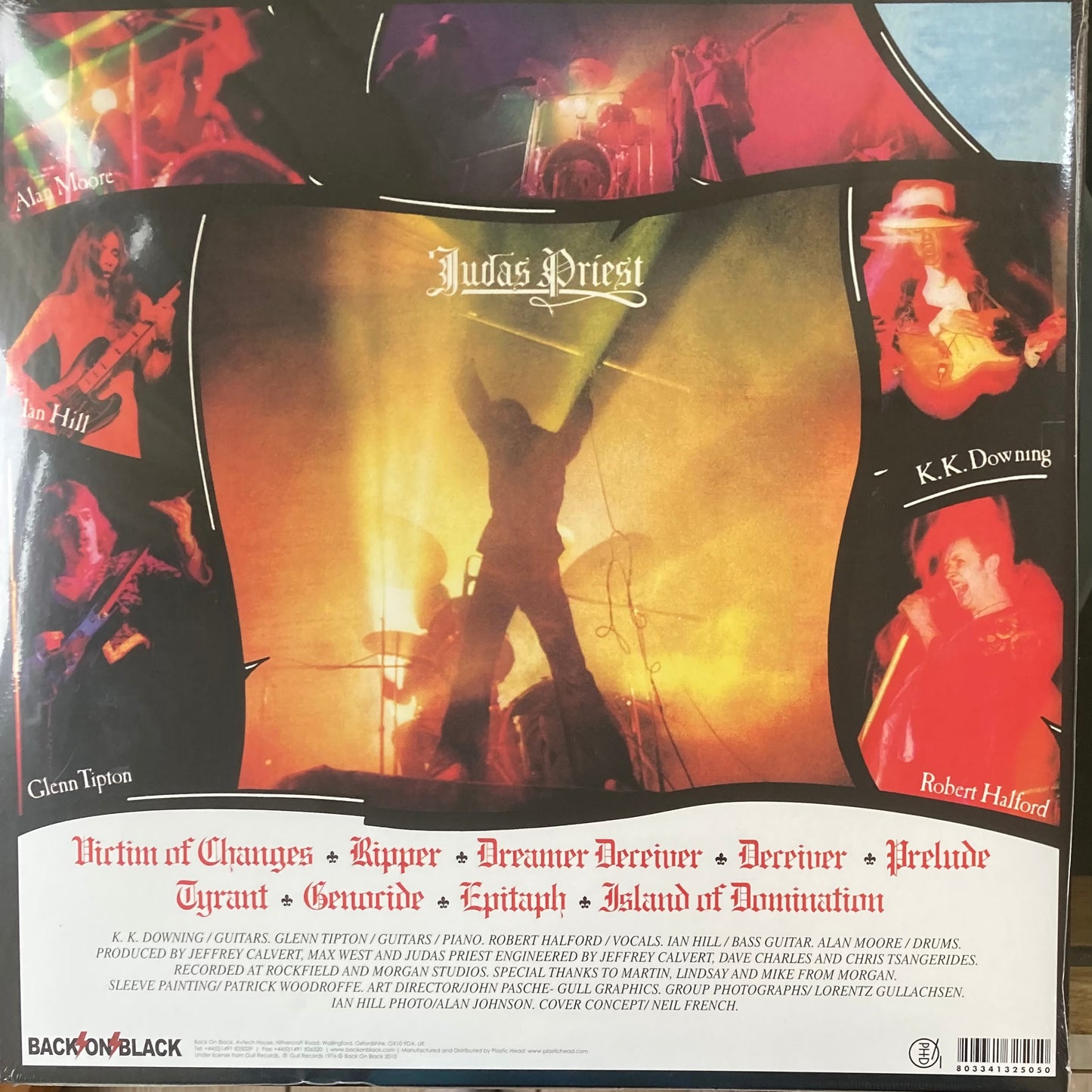 The back of 'Judas Priest Sad Wings of Destiny' on vinyl