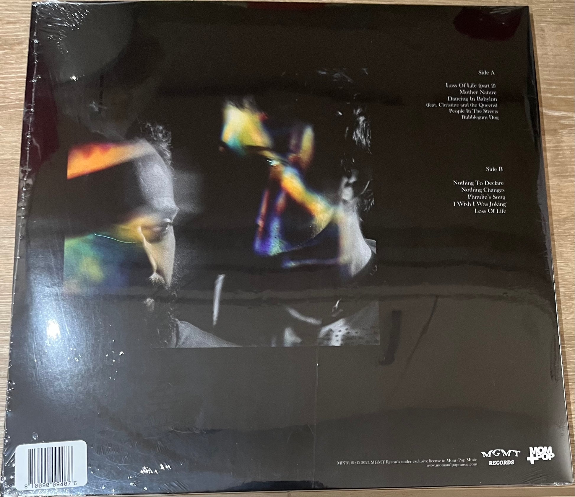 The back of 'MGMT Loss Of Life' on vinyl