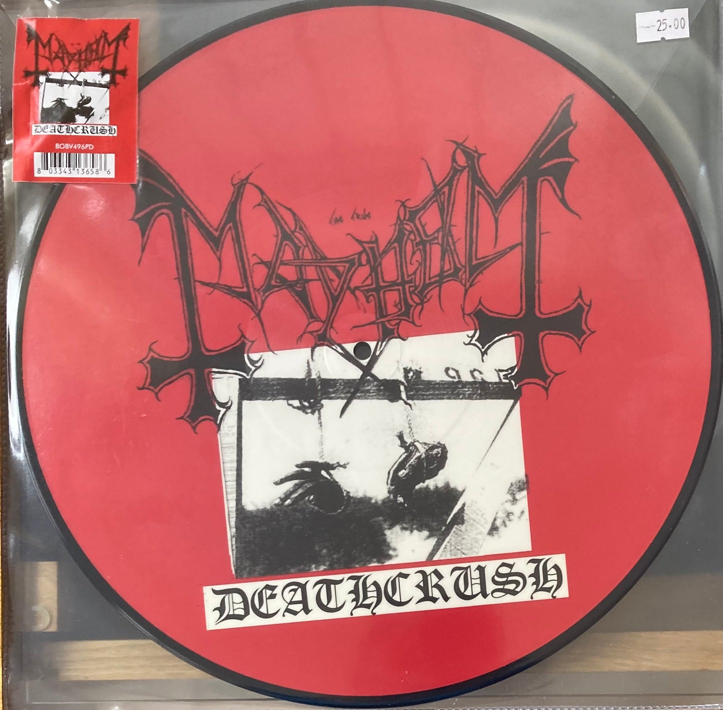 The front of 'Mayhem Deathcrush' on vinyl