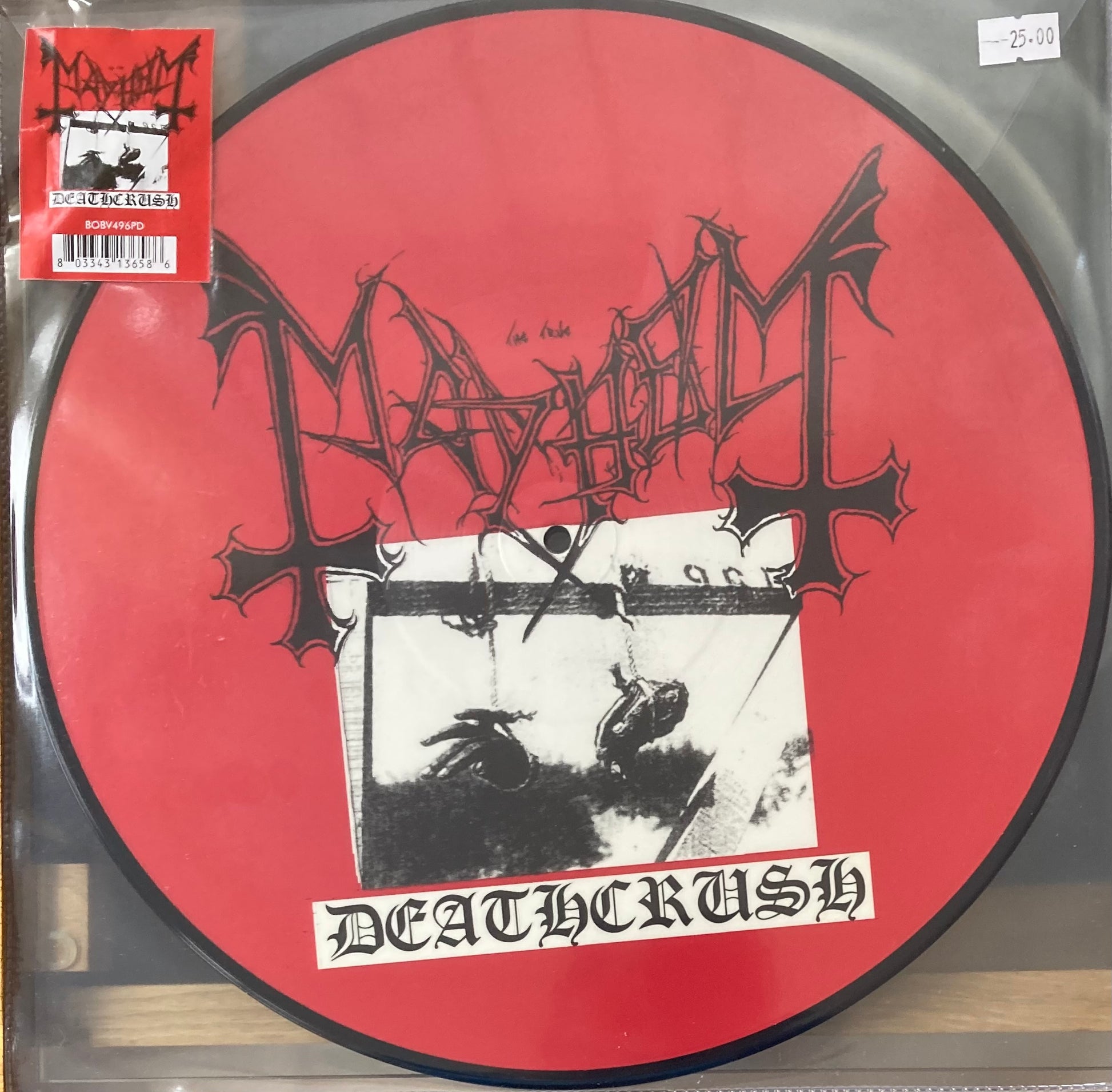 The front of 'Mayhem Deathcrush' on vinyl