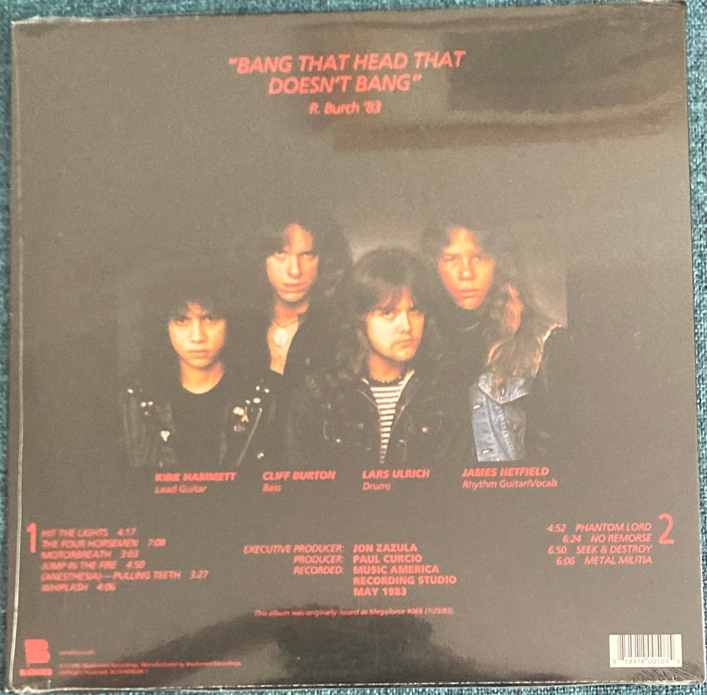 The back of 'Metallica Kill ‘Em All' on vinyl