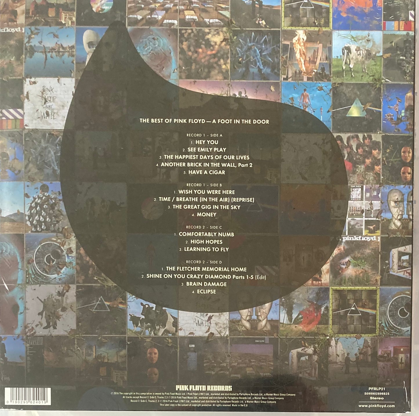 The back of 'Pink Floyd A Foot In The Door The Best of Pink Floyd' on vinyl