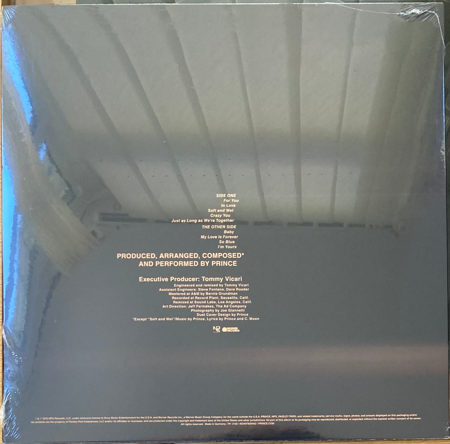 The back of ‘Prince For You’ on vinyl