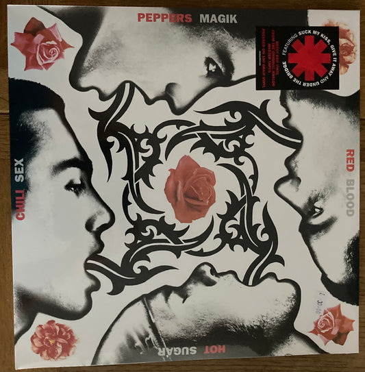 The front of 'Red Hot Chili Peppers Blood Sugar Sex Magik' on vinyl