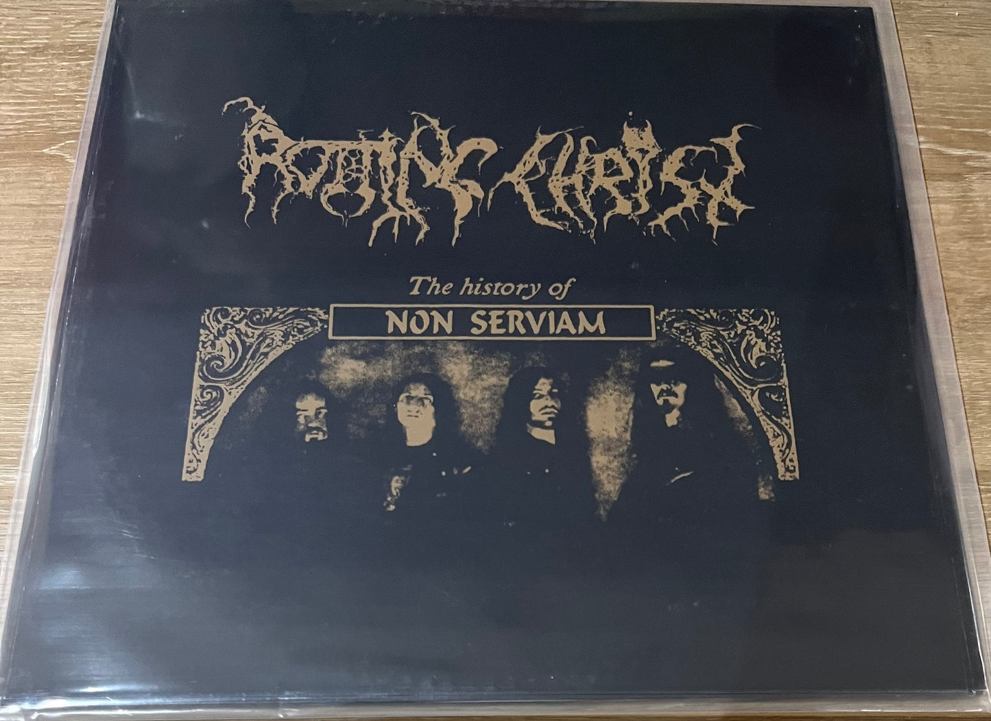 The back of 'Rotting Christ Non Serviam' on vinyl