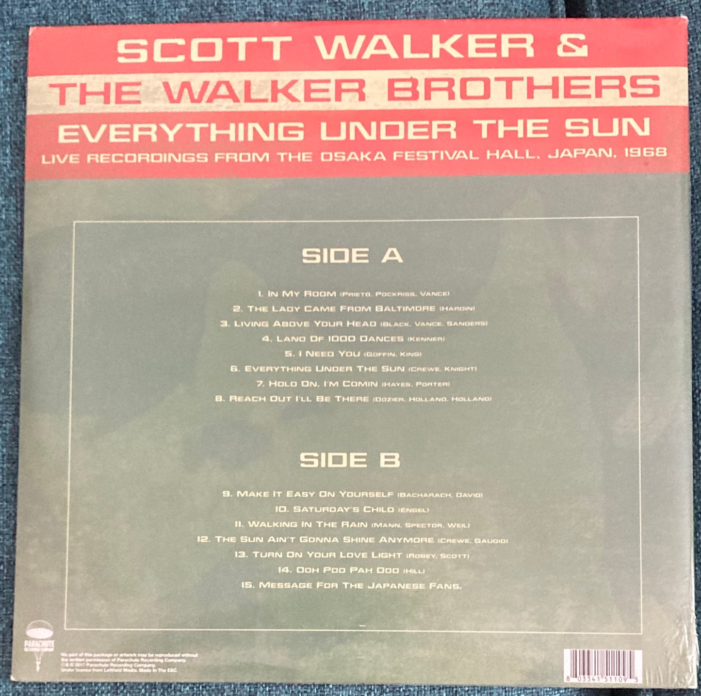 The back of 'Scott Walker and the Walker Brothers - Everything Under the Sun' on vinyl