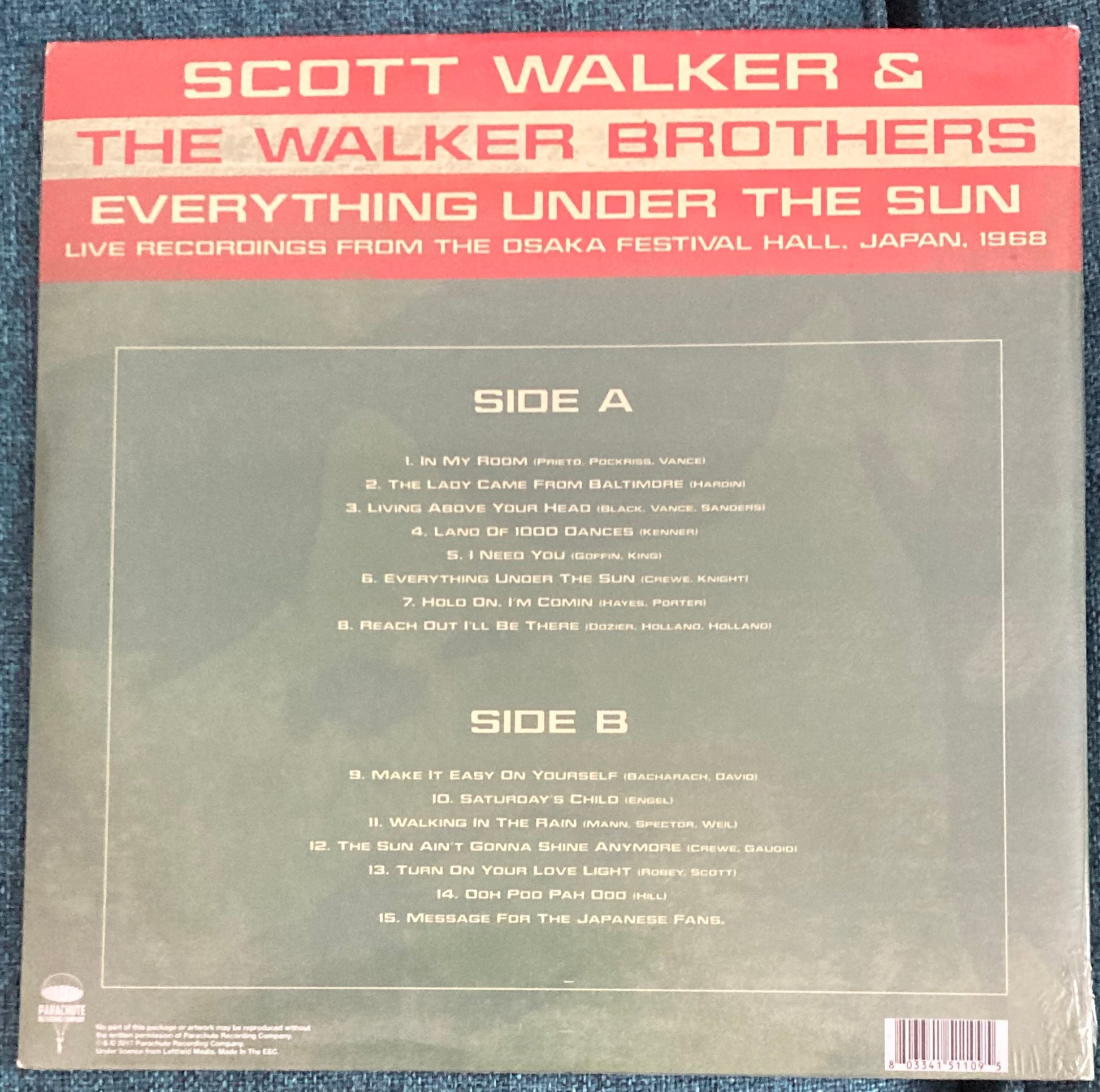 The back of 'Scott Walker and the Walker Brothers - Everything Under the Sun' on vinyl