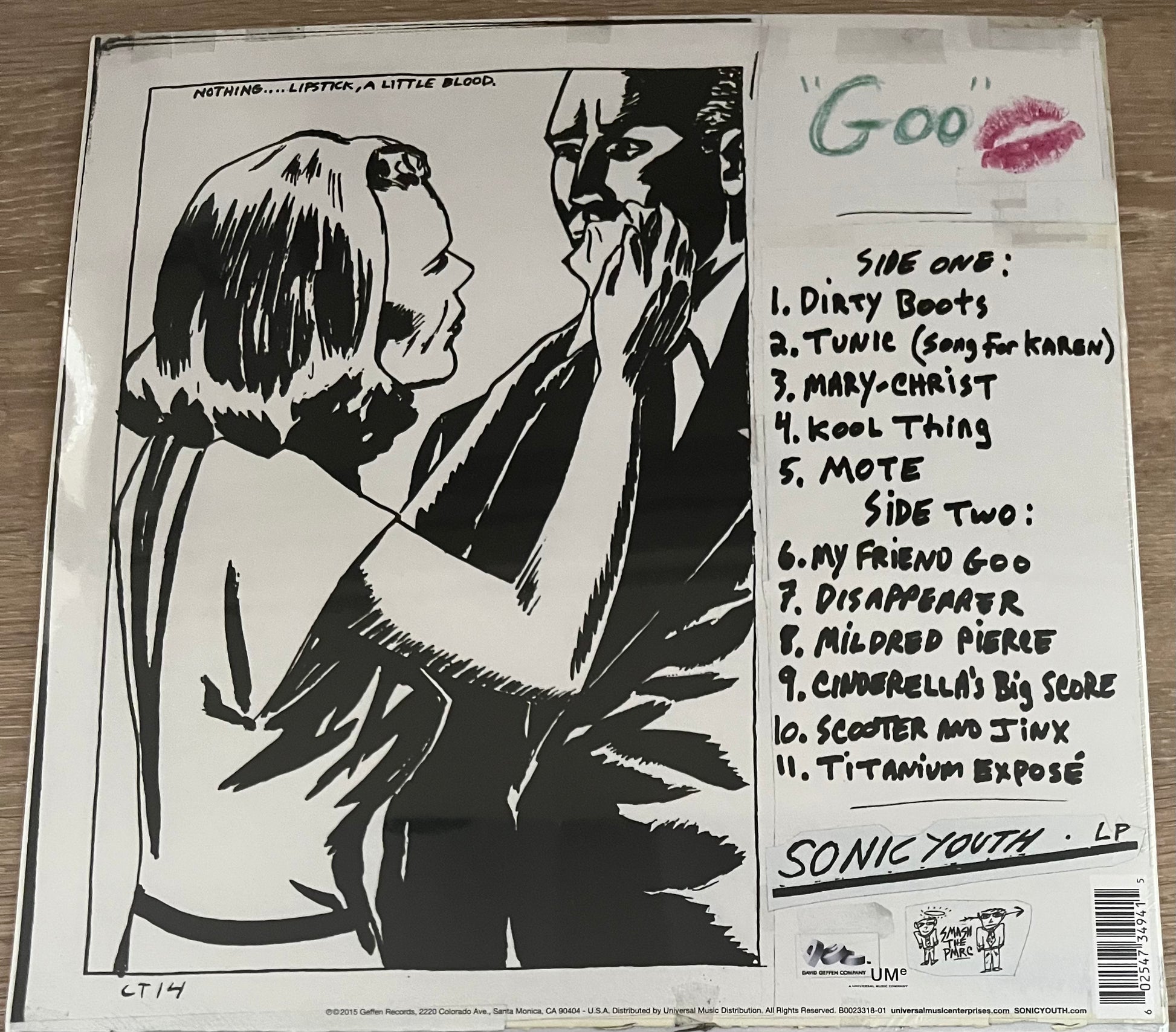 The back of 'Sonic Youth Goo' on vinyl
