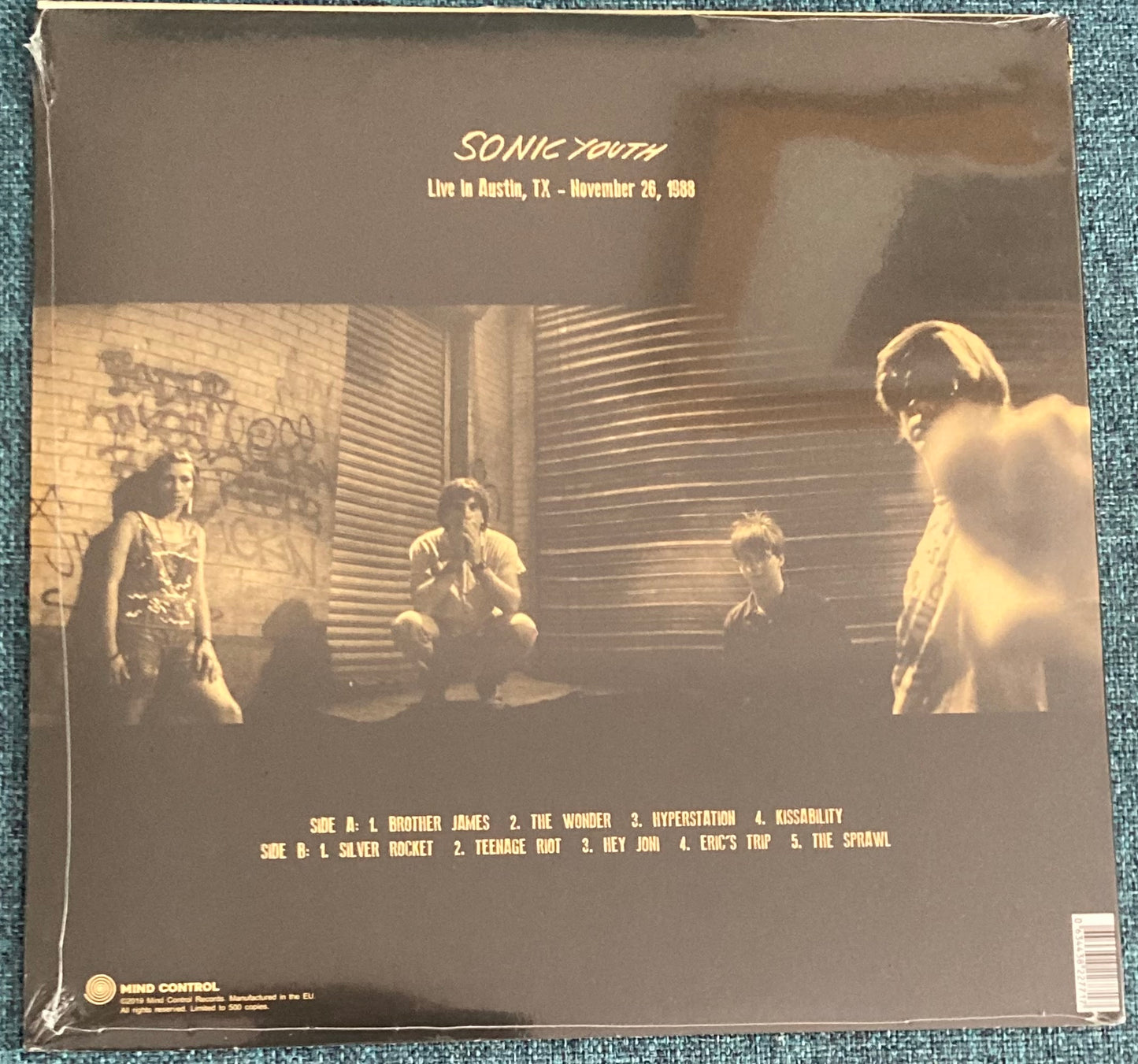 The back of 'Sonic Youth - Live in Austin - November 26, 1988' on vinyl