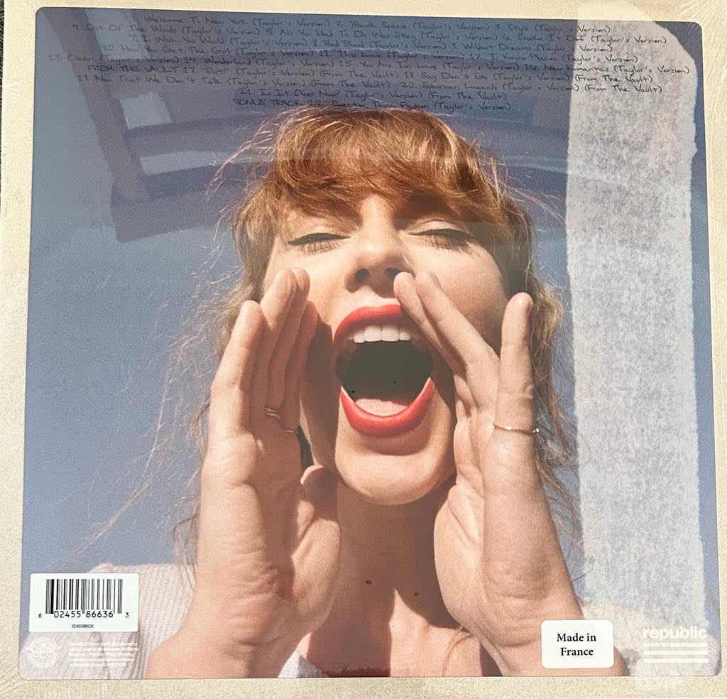 The back of 'Taylor Swift - 1989 (Taylor's Version' on vinyl