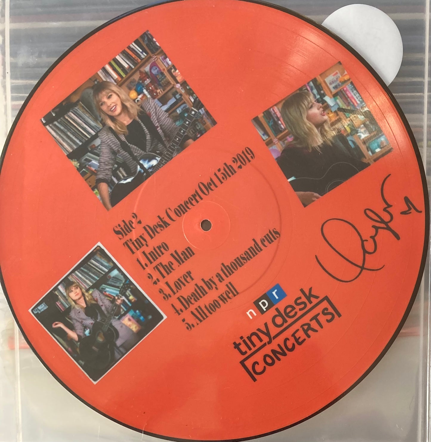 The back of 'Taylor Swift Tiny Desk Concert Picture Disc' on vinyl