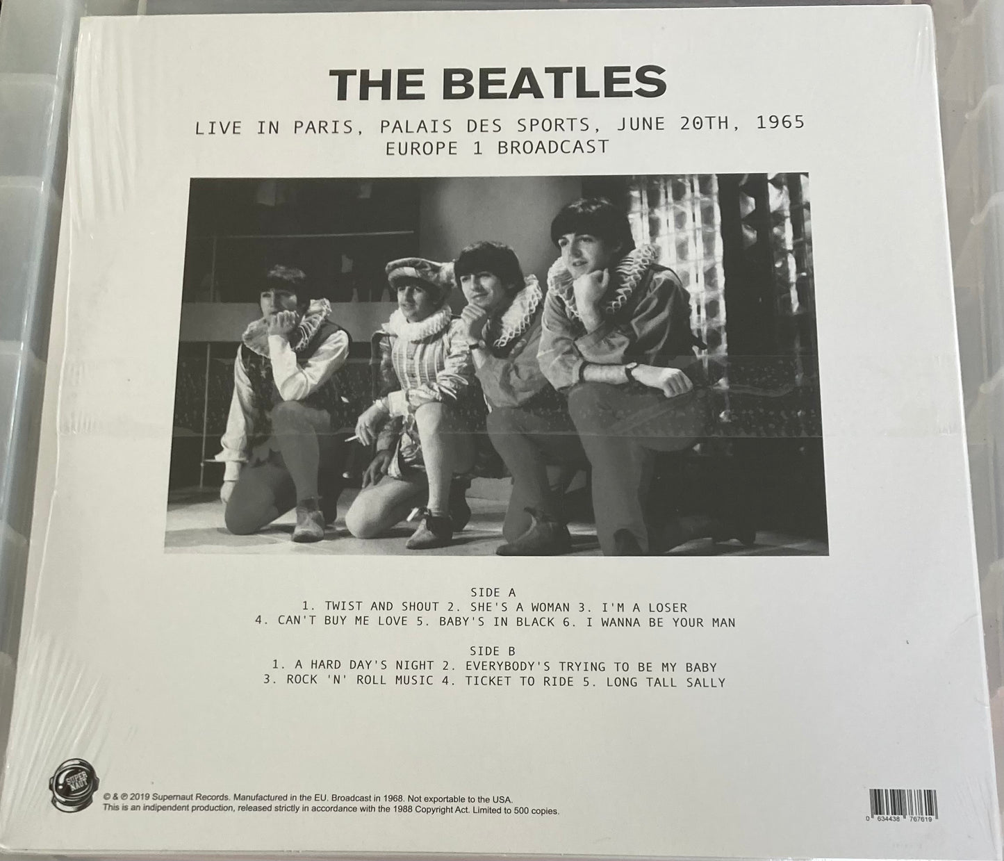 The back of 'The Beatles - Live in Paris 1965' on vinyl