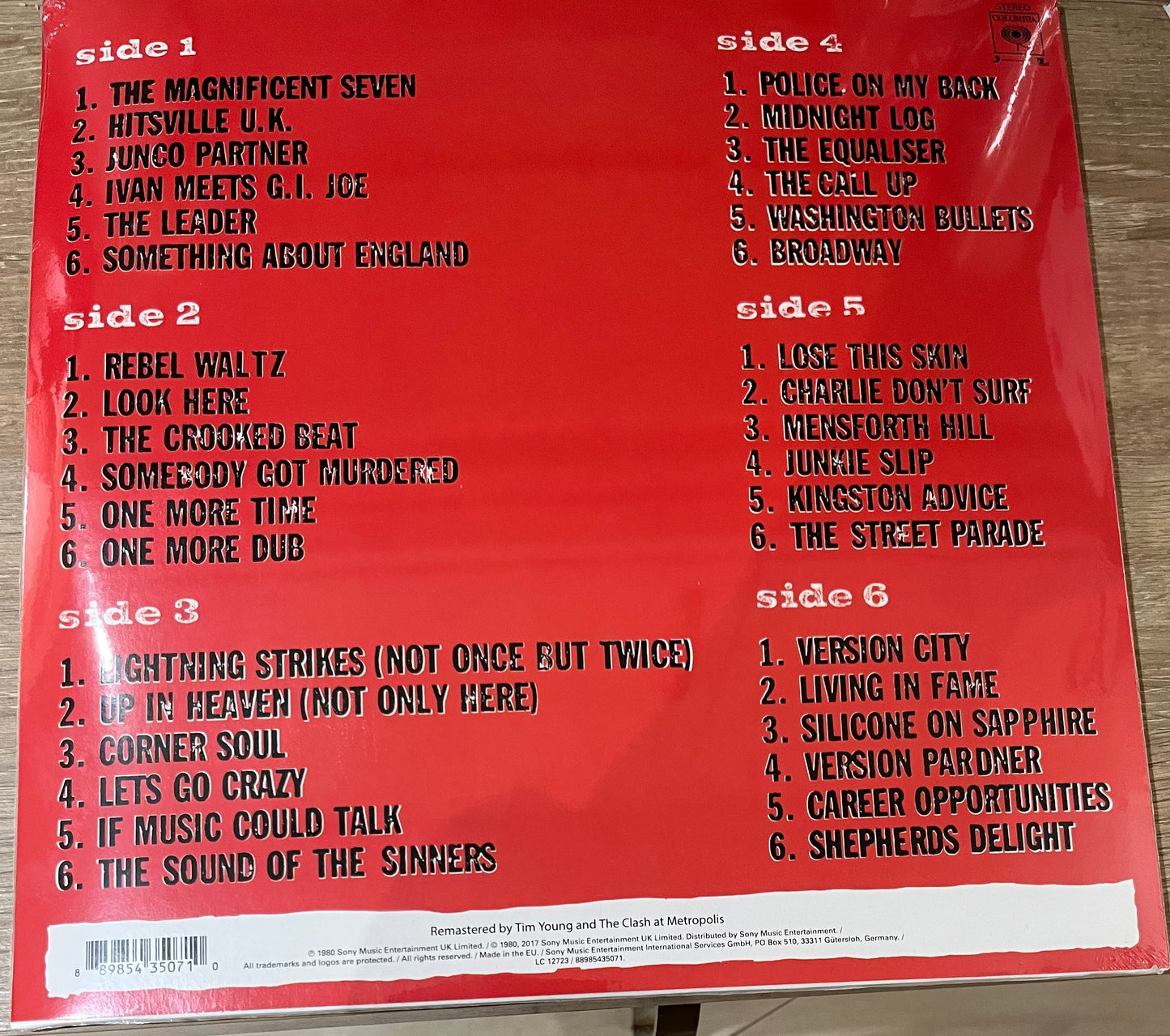 The back of 'The Clash Sandinista' on vinyl