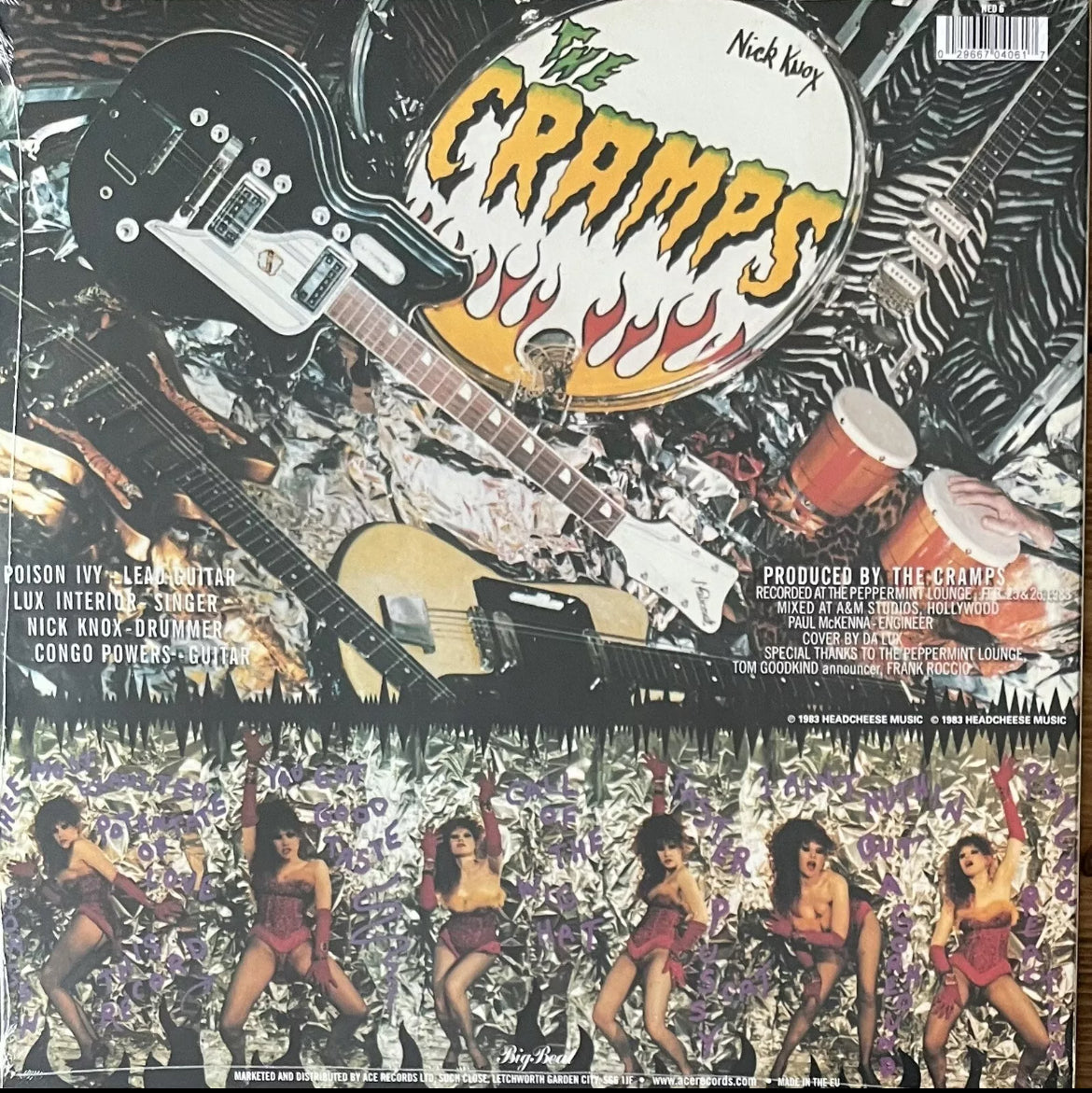 The back of 'The Cramps Smell of Female' on vinyl