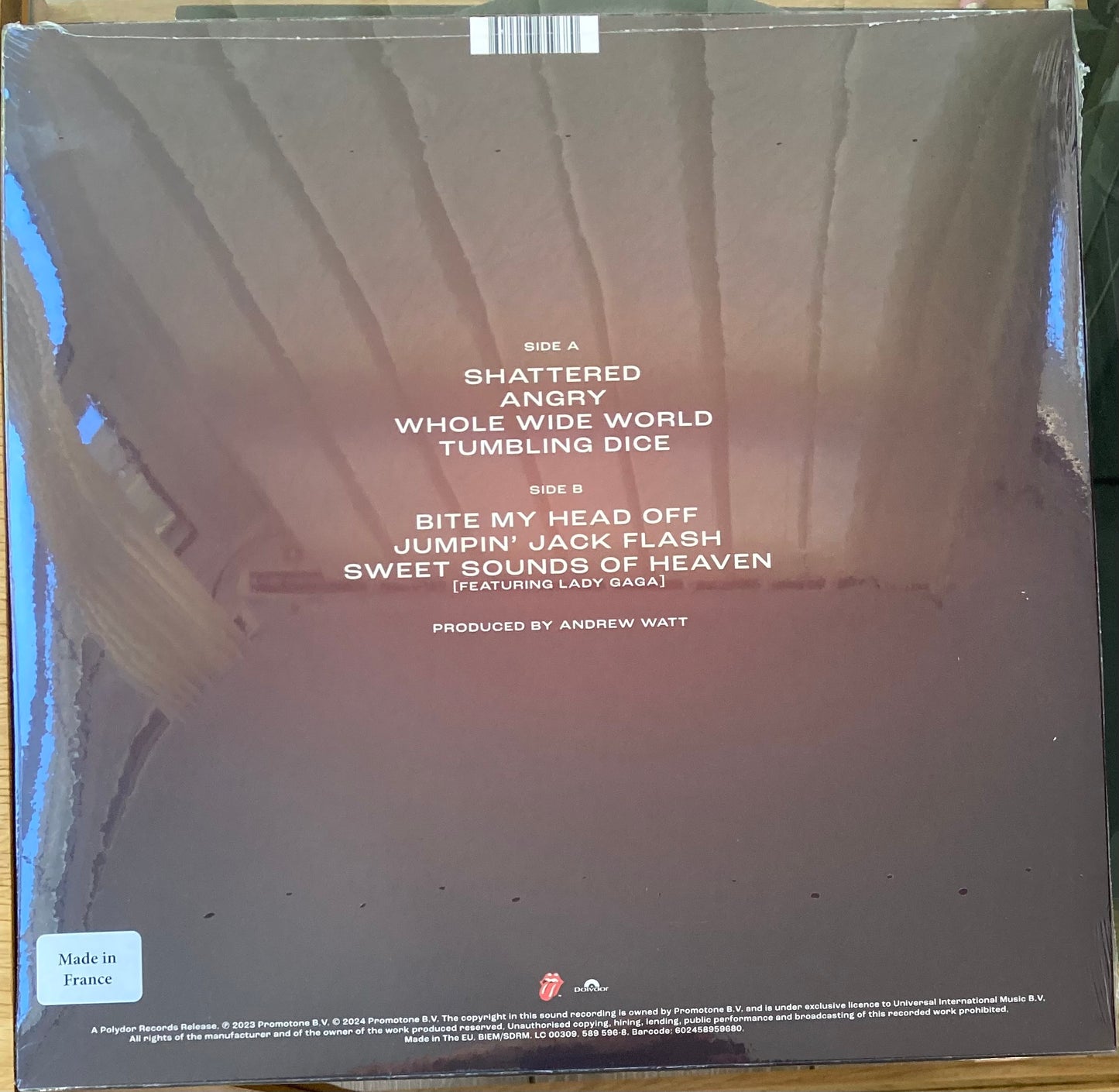 The back of 'The Rolling Stones Live at Racket NYC' on vinyl