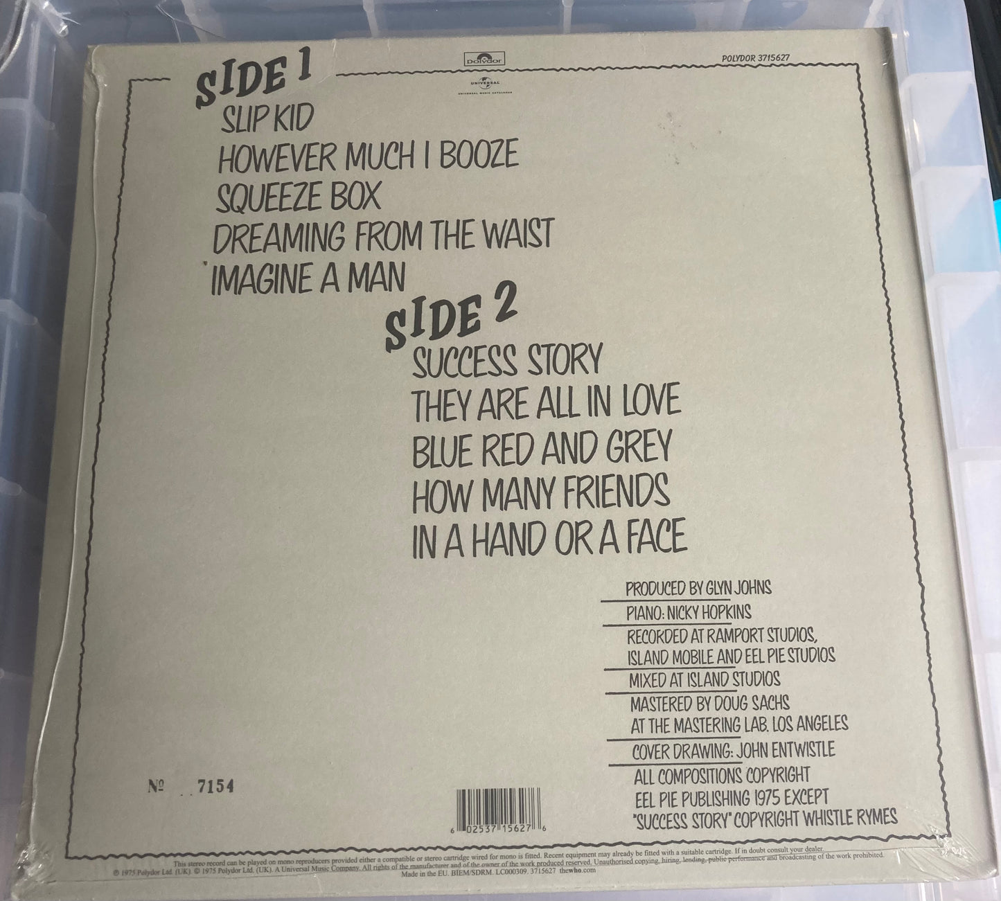 The back of 'The Who - By Numbers' on vinyl