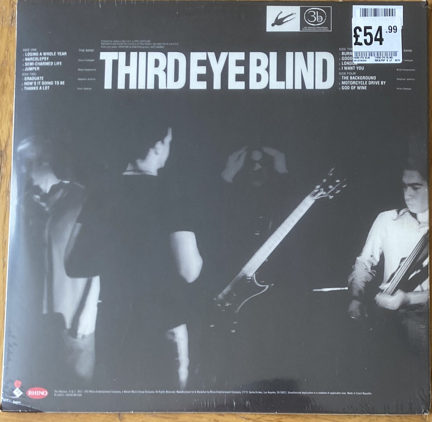 The back of 'Third Eye Blind - self titled album' on vinyl