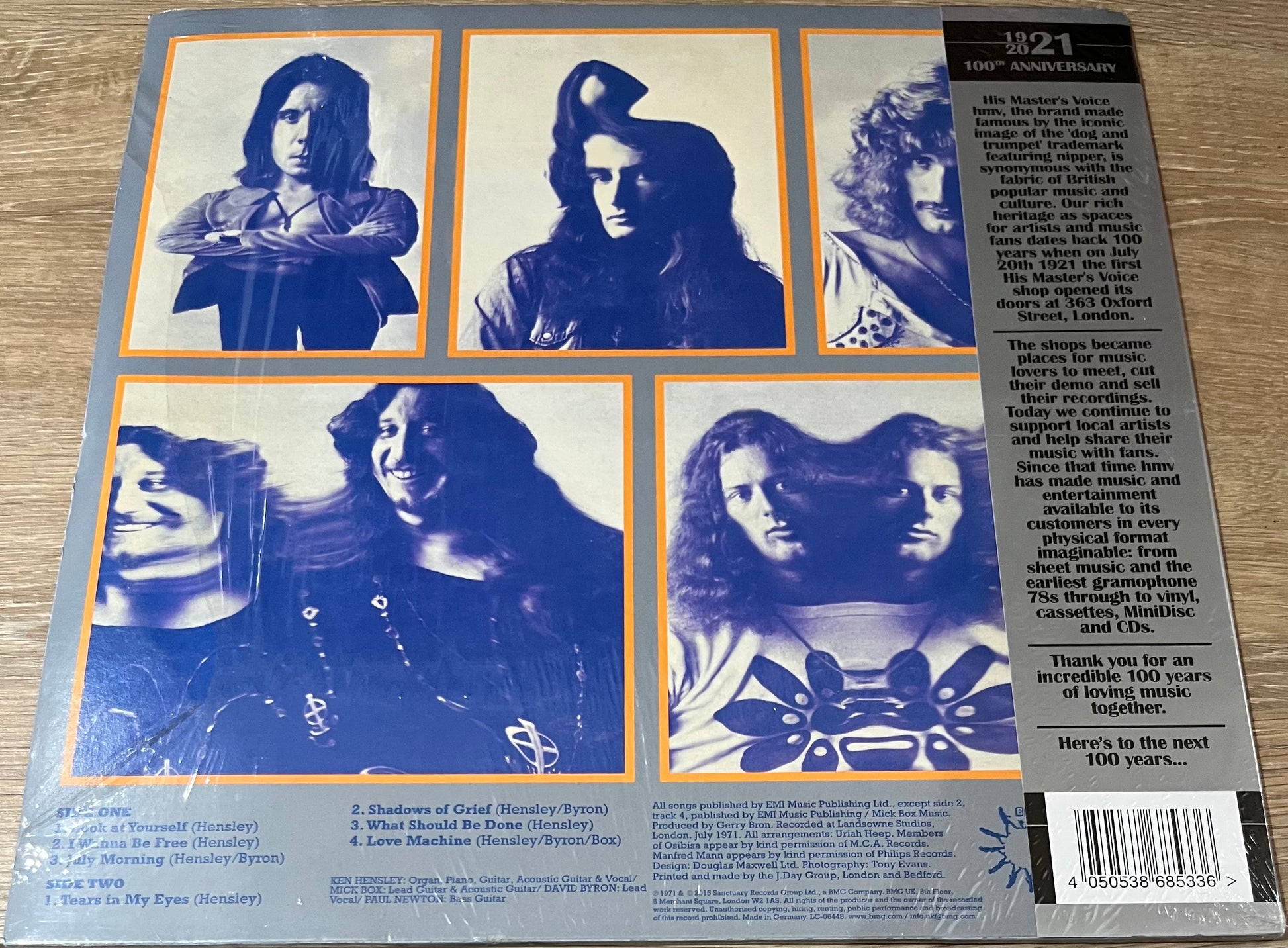 The back of 'Uriah Heep Look At Yourself' on vinyl