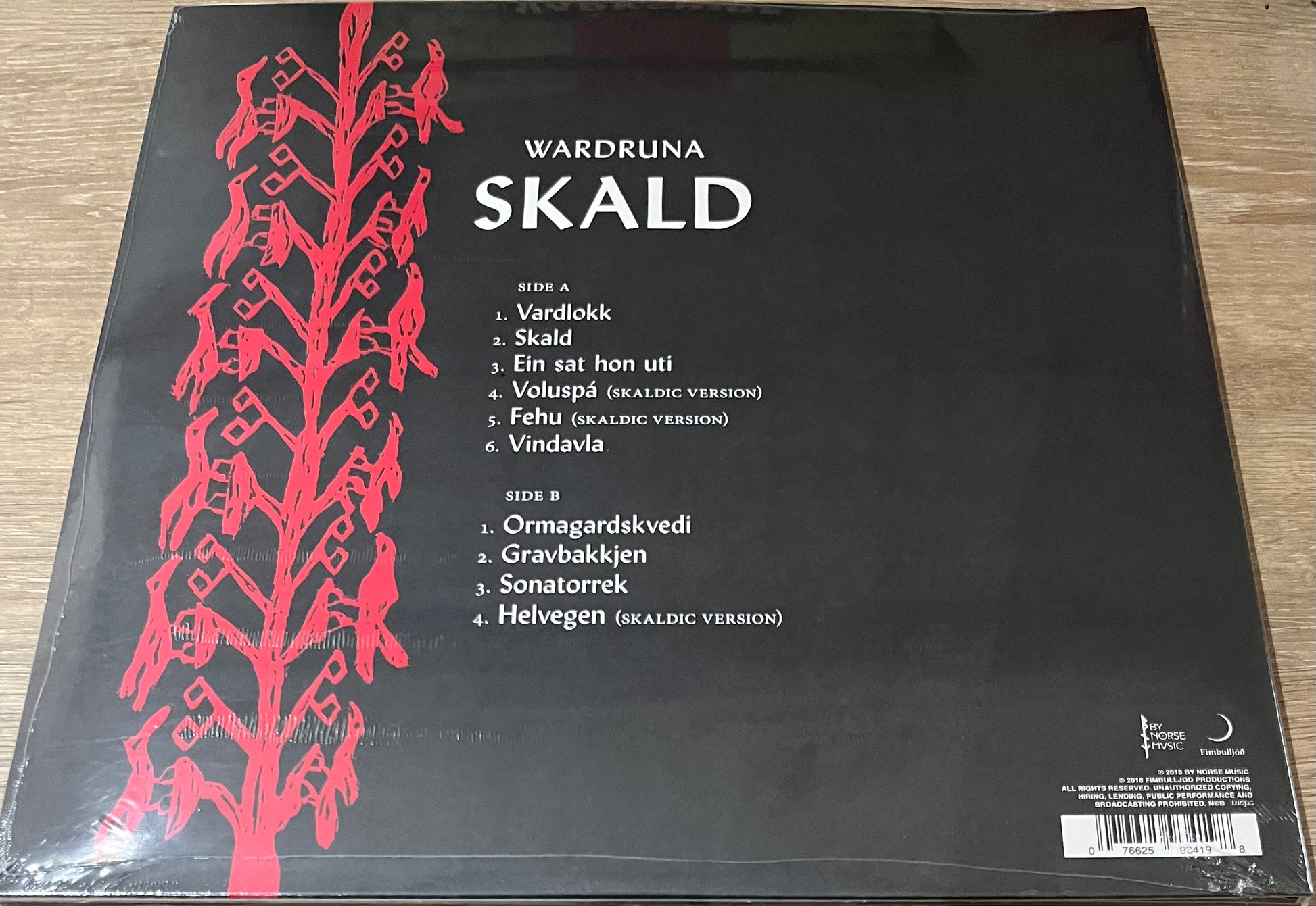 The back of 'Wardruna Skald' on vinyl