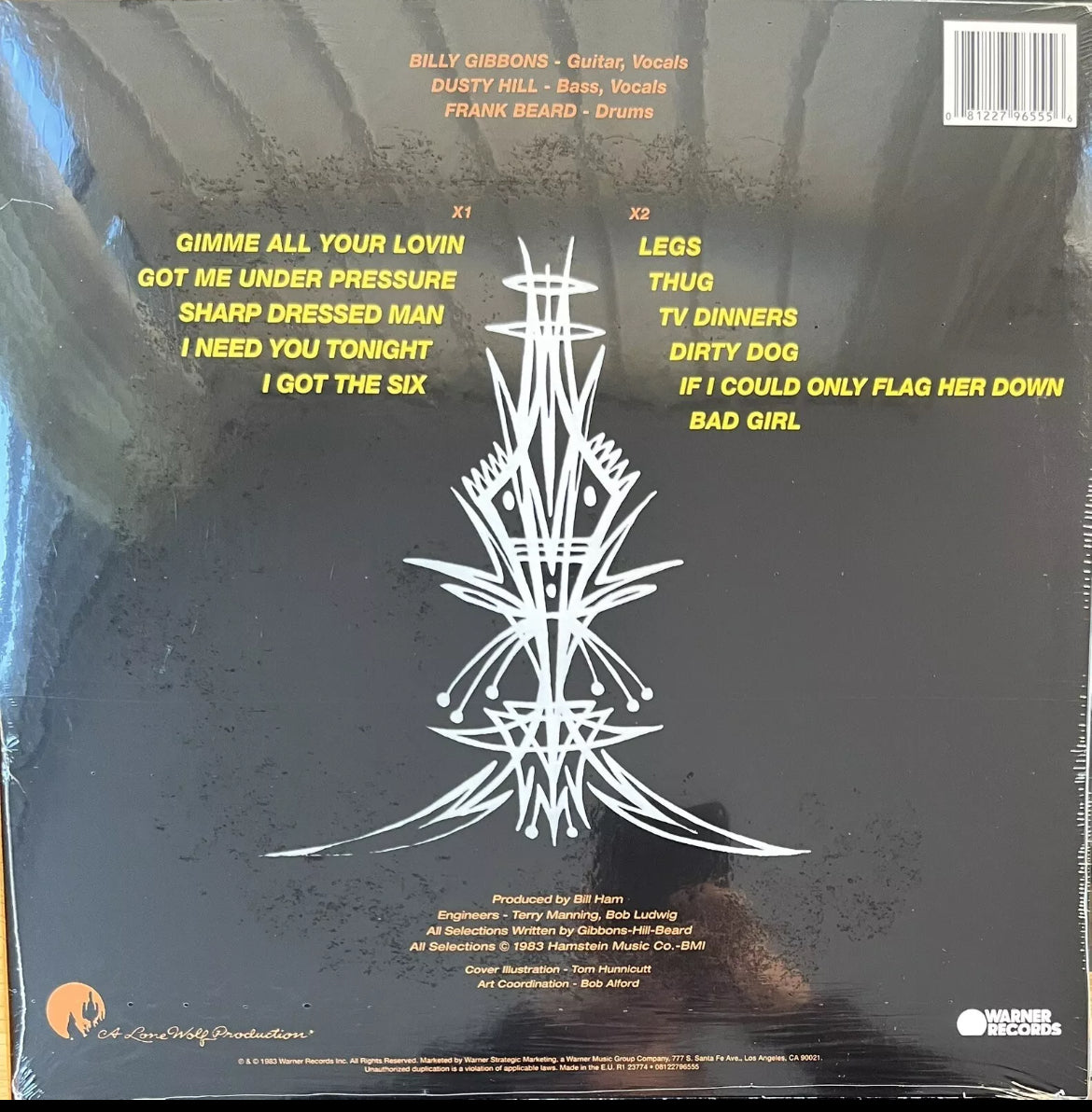 The back of 'ZZ Top Eliminator' on vinyl