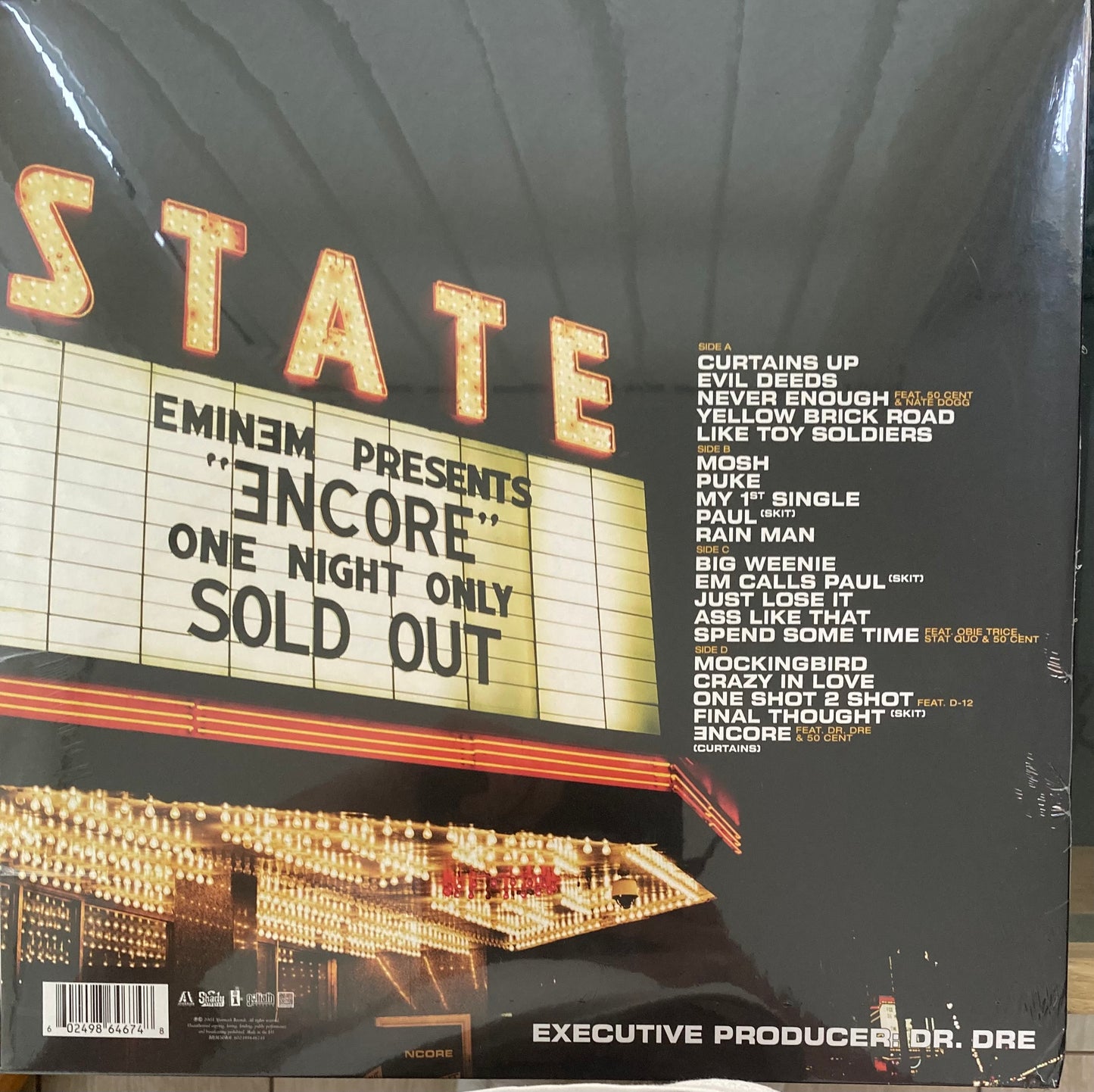 The back of ‘Eminem Encore’ on vinyl