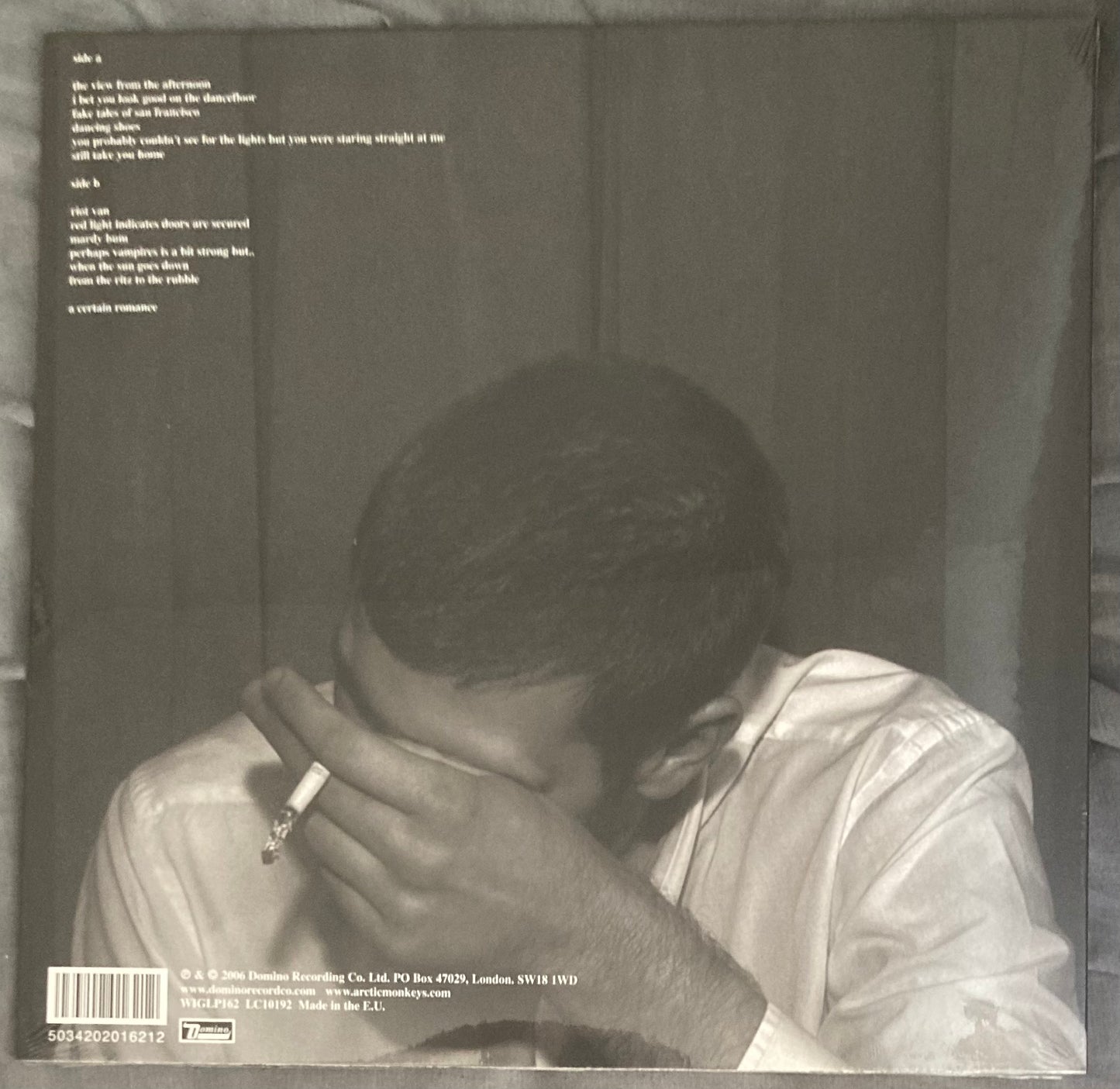 The back of 'Arctic Monkeys Whatever People Say I am, That's What I'm Not' on vinyl