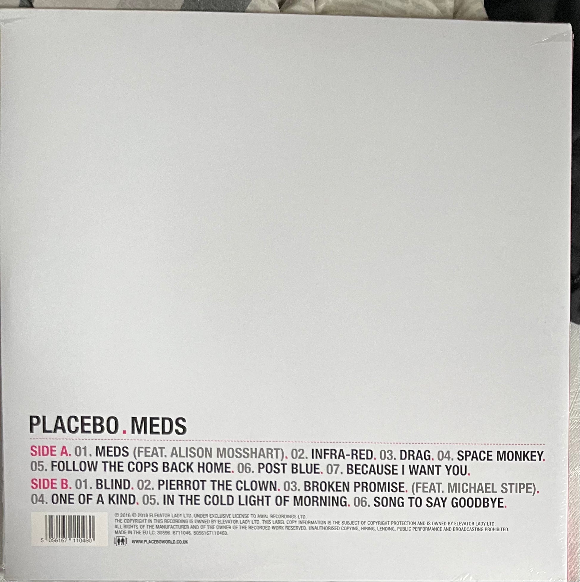 The back of ‘Placebo - Meds’ on vinyl